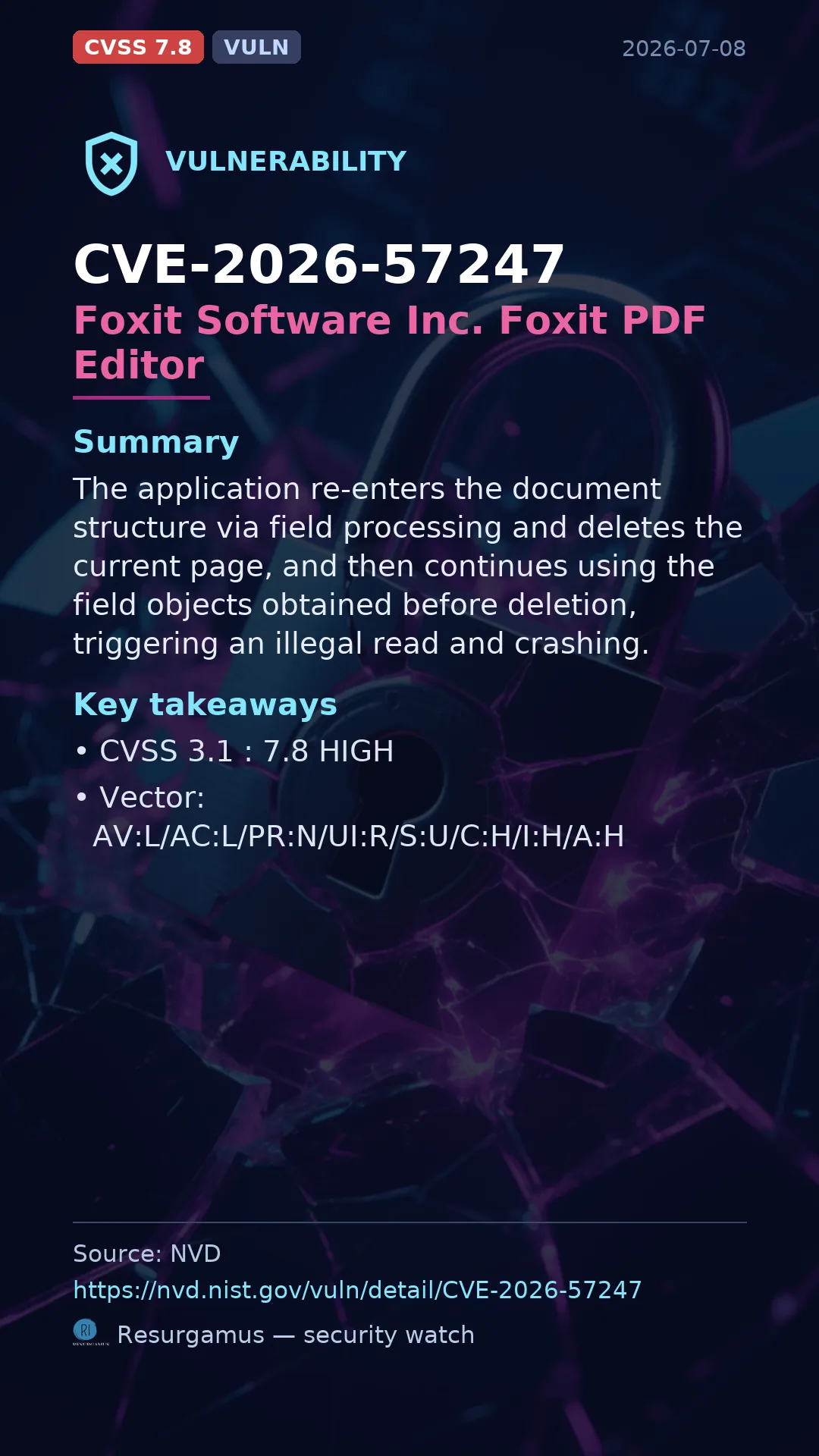 CVE-2026-57247 Foxit Software Inc. Foxit PDF Editor Vulnerability