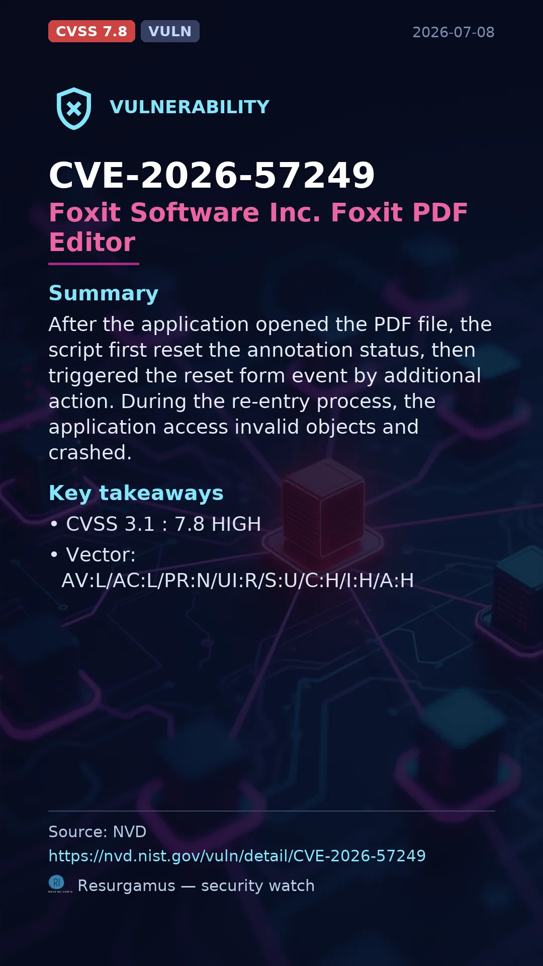 CVE-2026-57249 Foxit Software Inc. Foxit PDF Editor Vulnerability