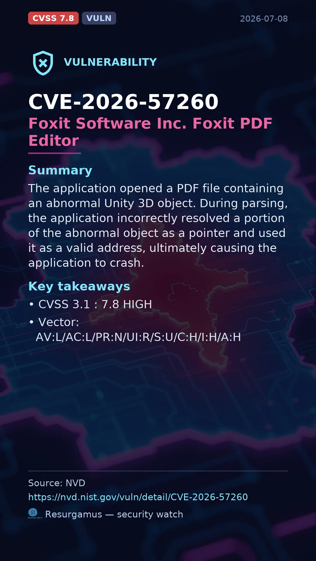 CVE-2026-57260 Foxit Software Inc. Foxit PDF Editor Vulnerability