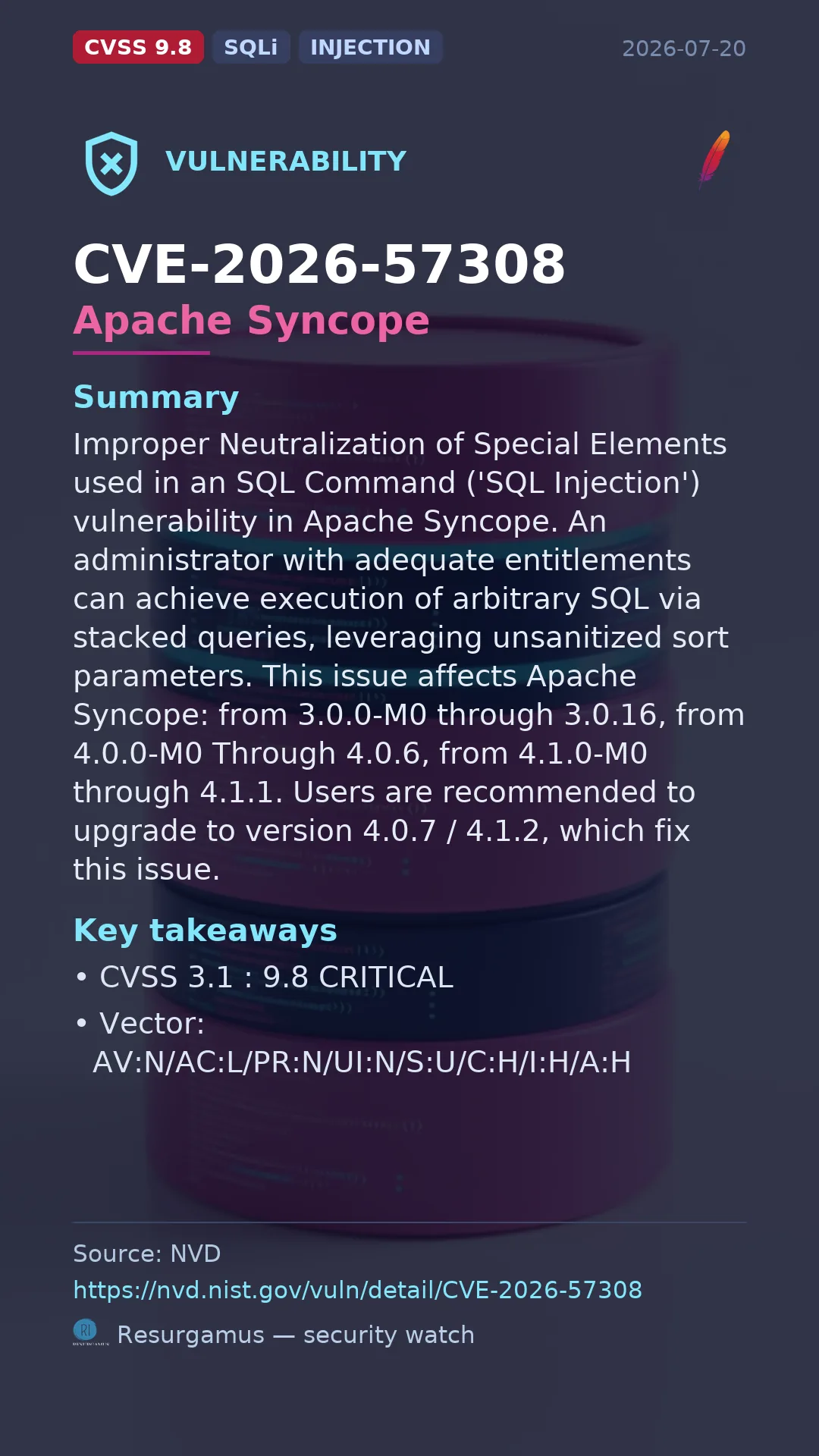 CVE-2026-57308 Apache Syncope Vulnerability