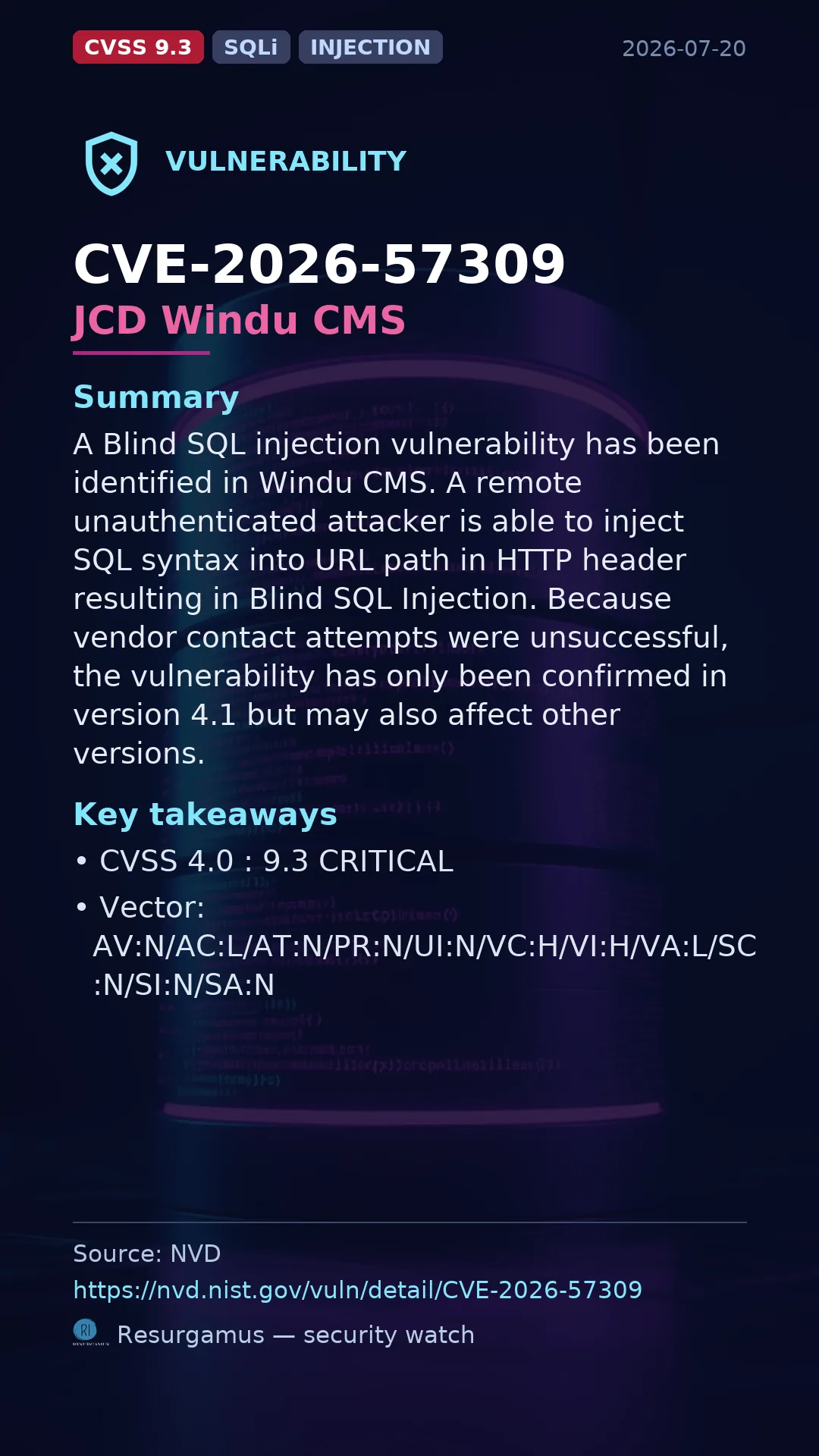 CVE-2026-57309 JCD Windu CMS Vulnerability