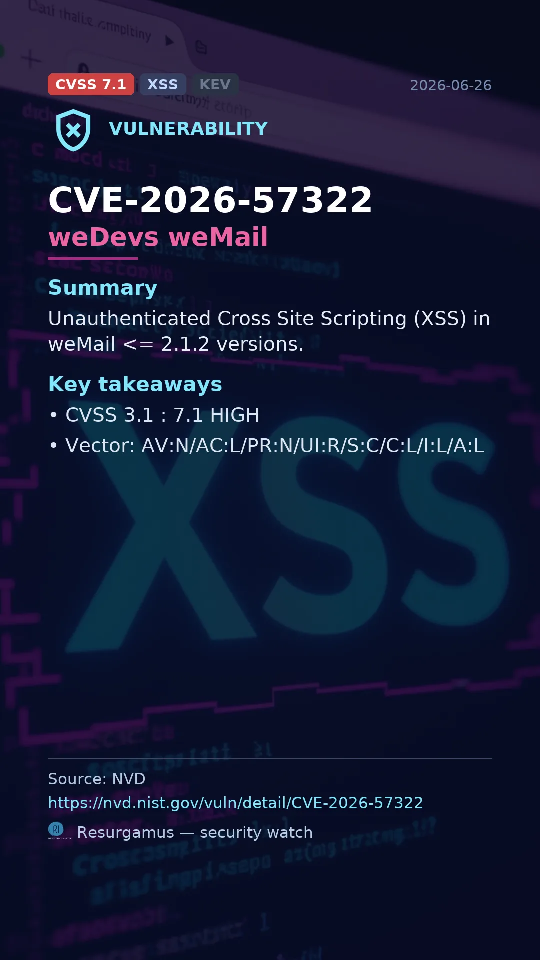 CVE-2026-57322 weDevs weMail Vulnerability