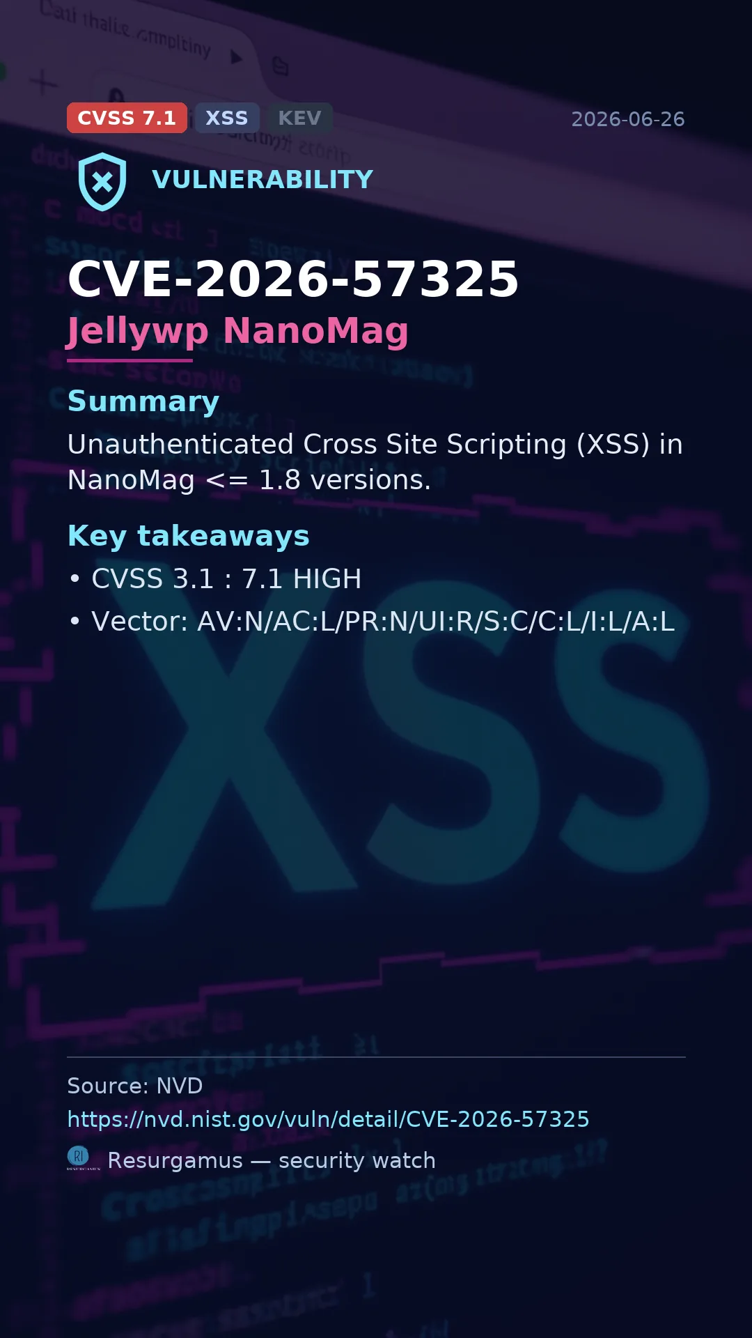 CVE-2026-57325 Jellywp NanoMag Vulnerability