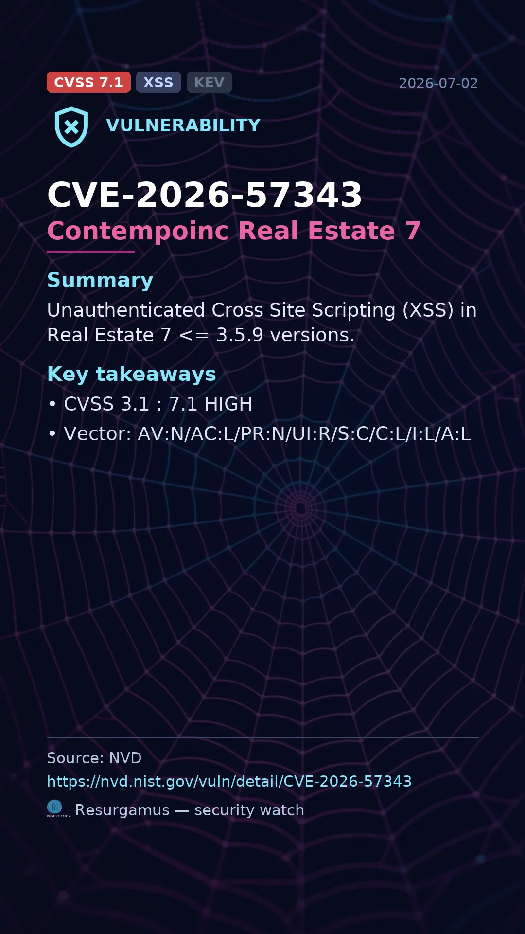 CVE-2026-57343 Contempoinc Real Estate 7 Vulnerability