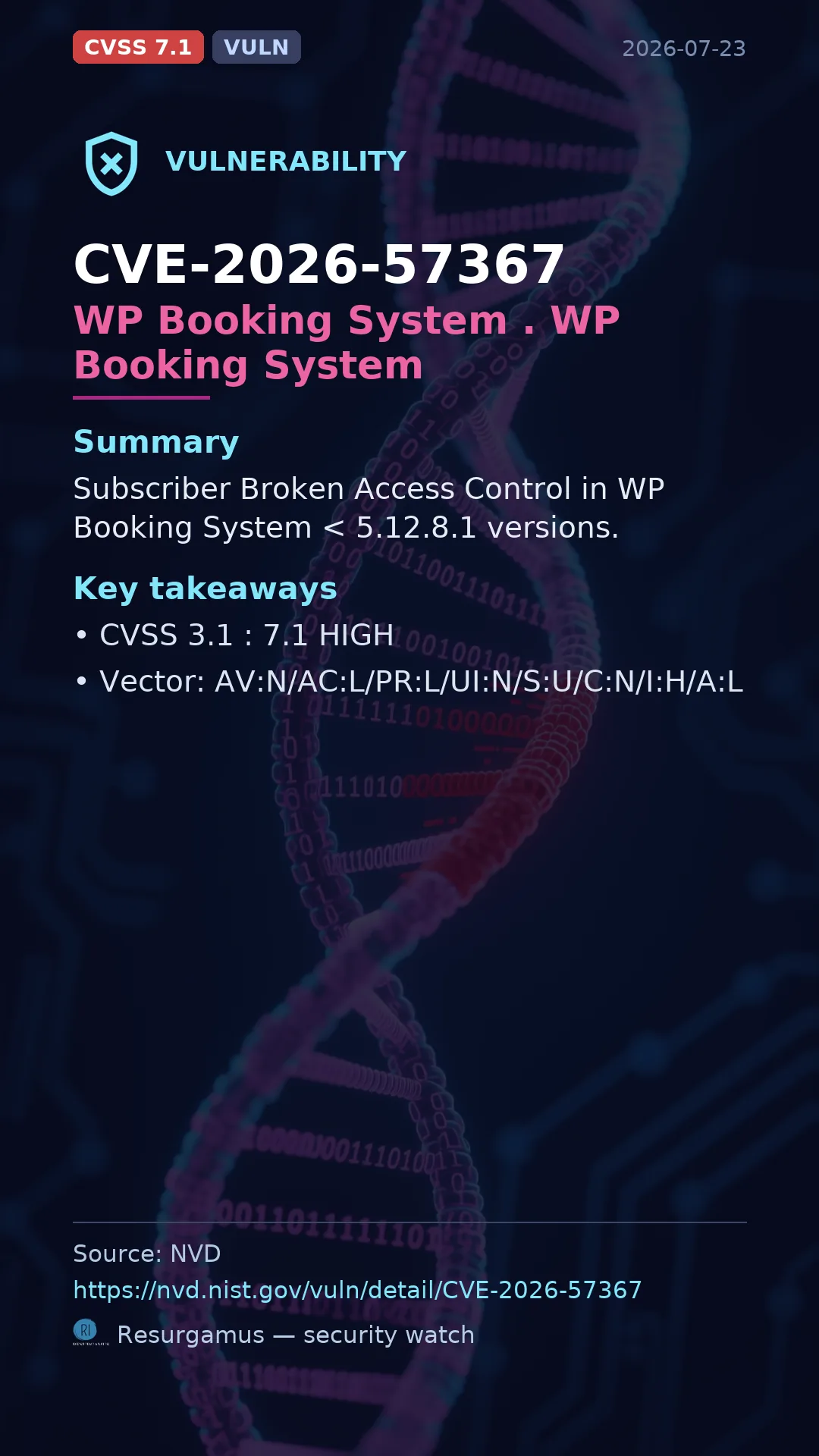 CVE-2026-57367 WP Booking System . WP Booking System Vulnerability
