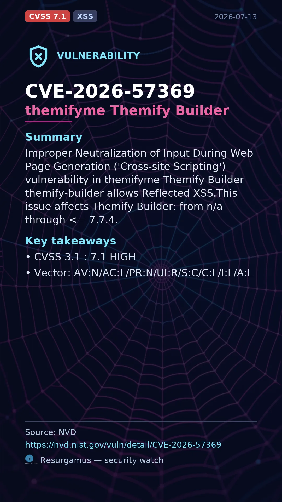 CVE-2026-57369 themifyme Themify Builder Vulnerability
