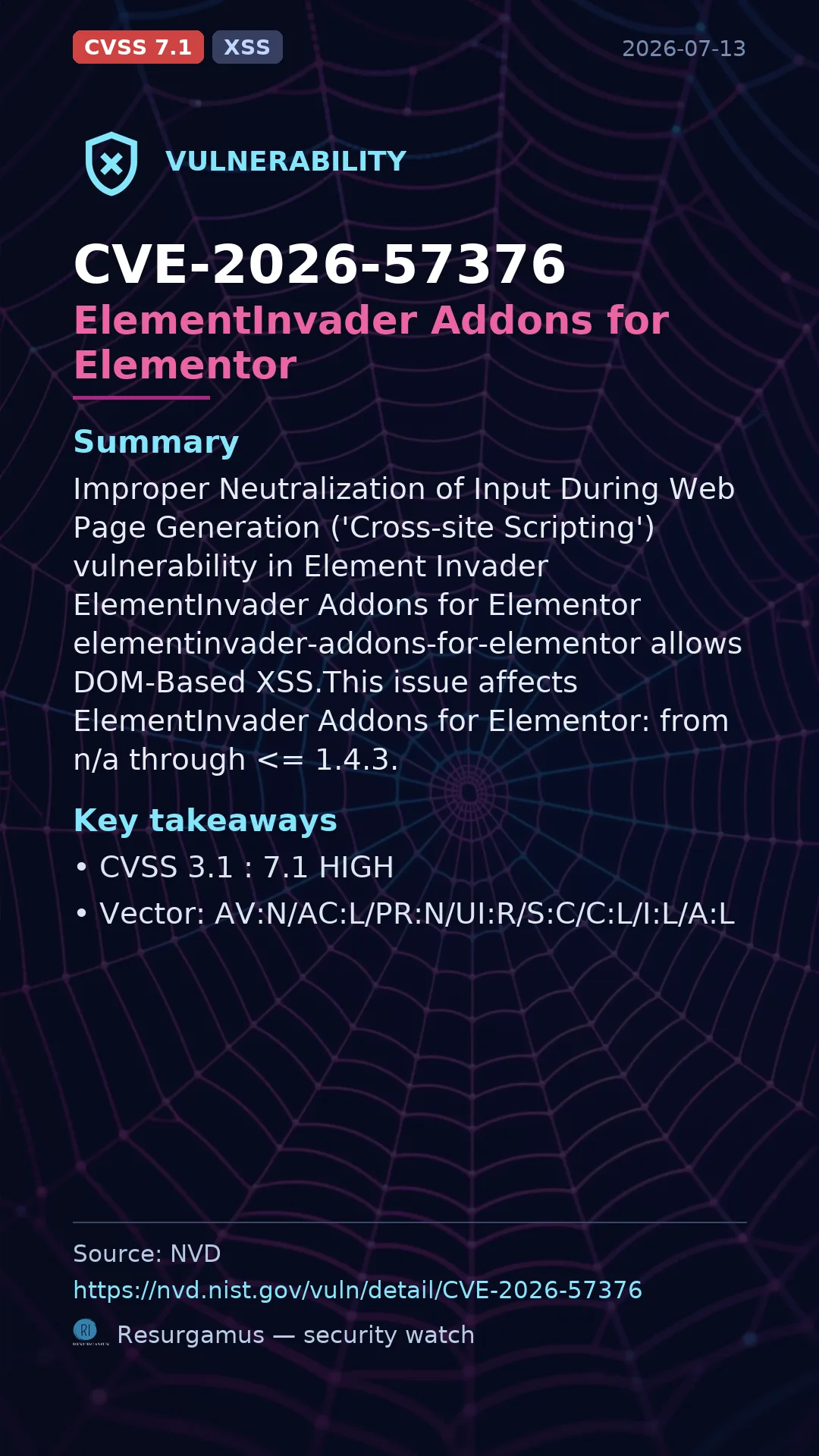 CVE-2026-57376 ElementInvader Addons for Elementor Vulnerability
