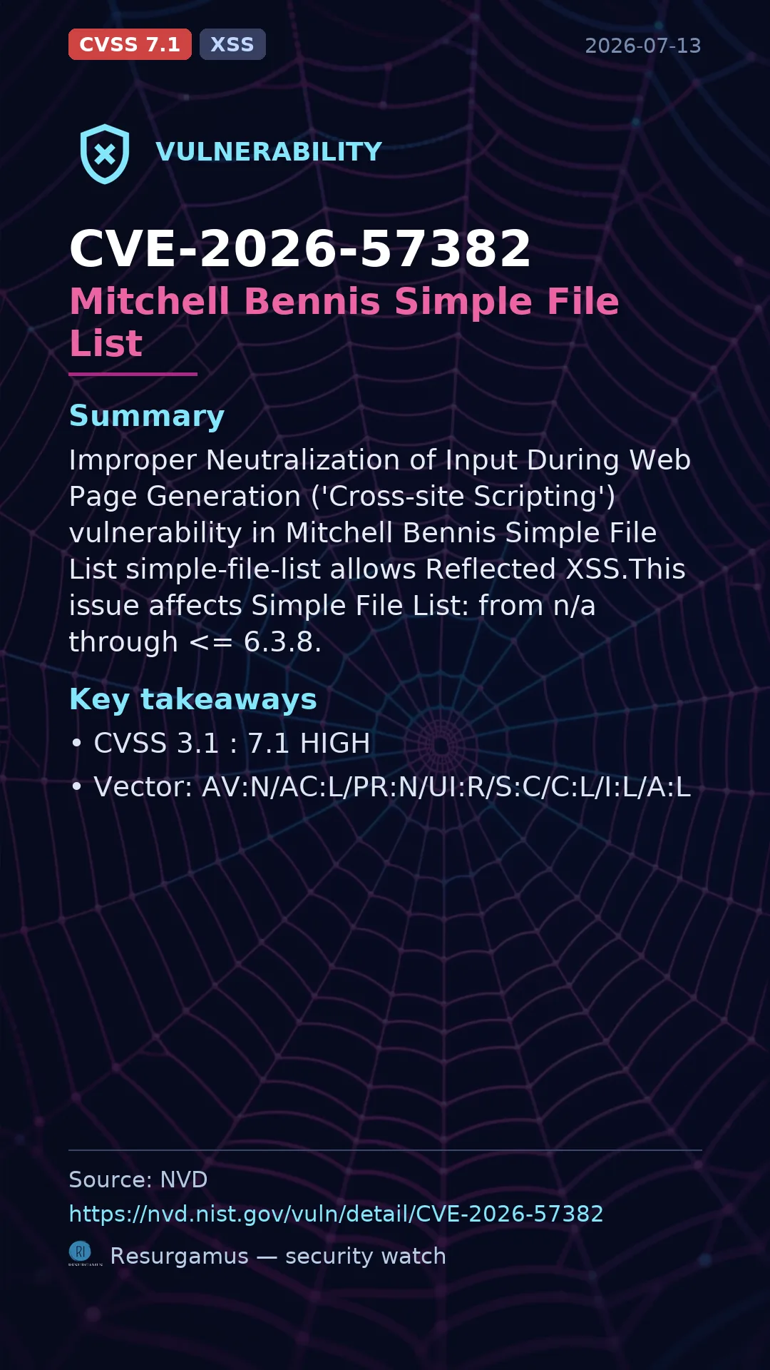 CVE-2026-57382 Mitchell Bennis Simple File List Vulnerability
