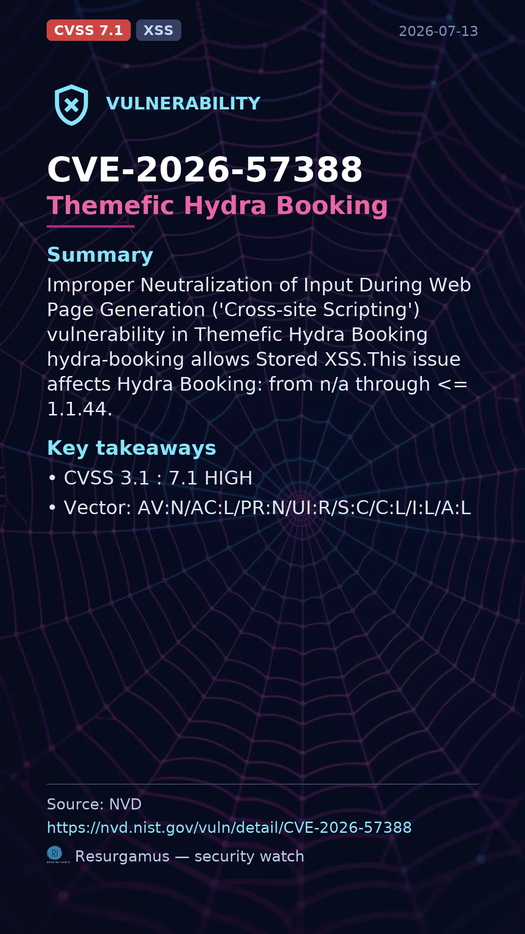 CVE-2026-57388 Themefic Hydra Booking Vulnerability