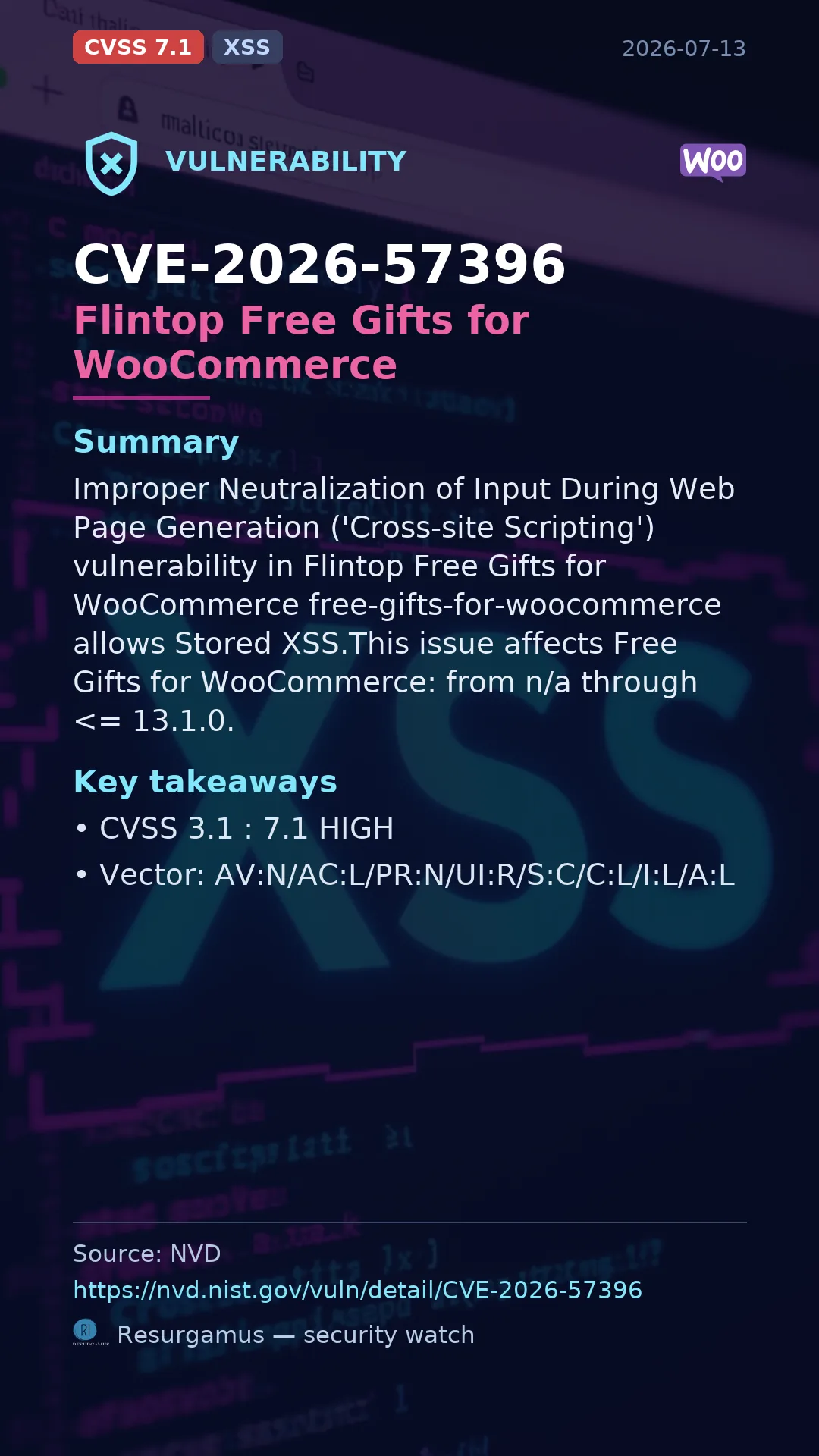 CVE-2026-57396 Flintop Free Gifts for WooCommerce Vulnerability