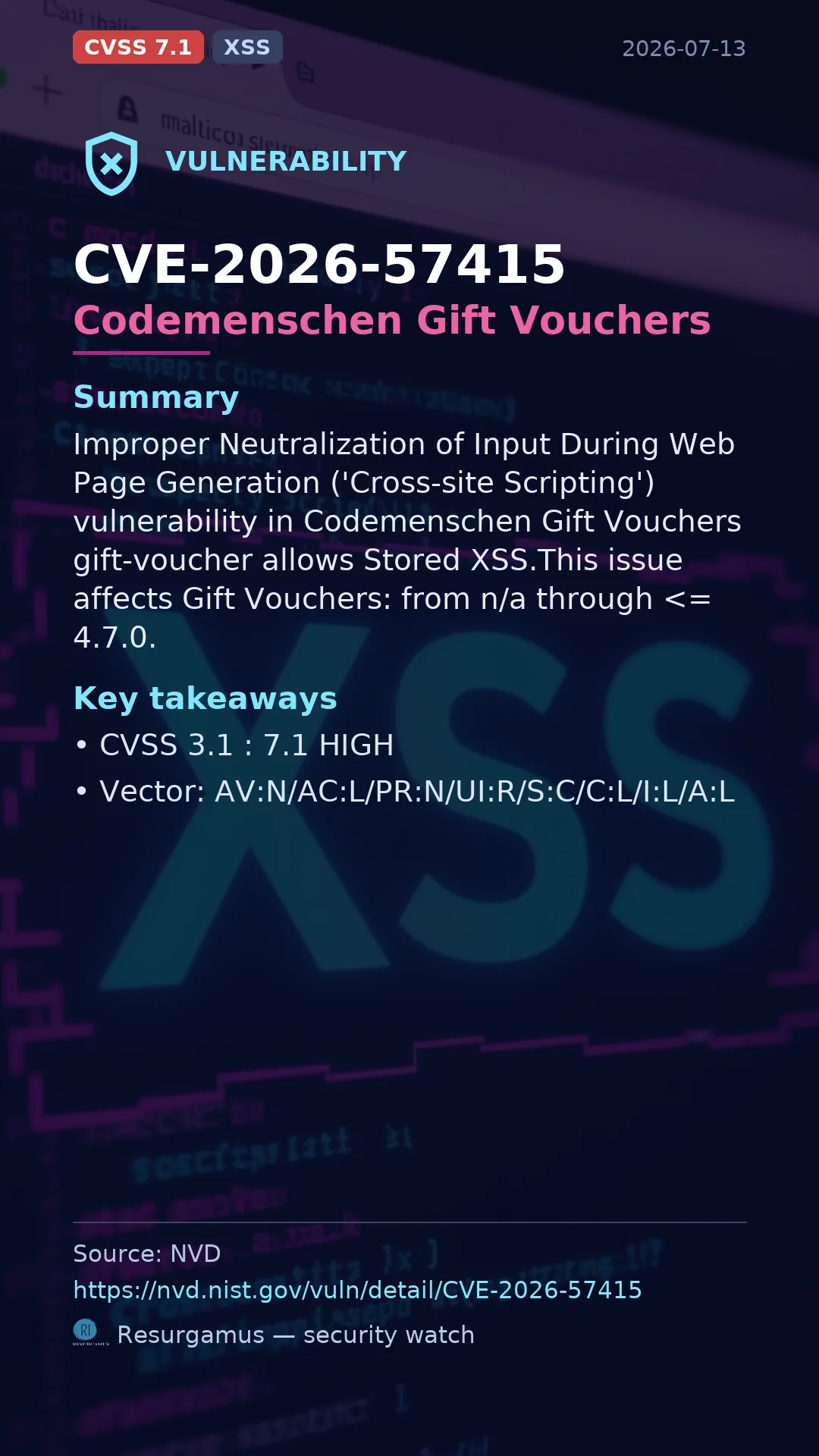 CVE-2026-57415 Codemenschen Gift Vouchers Vulnerability