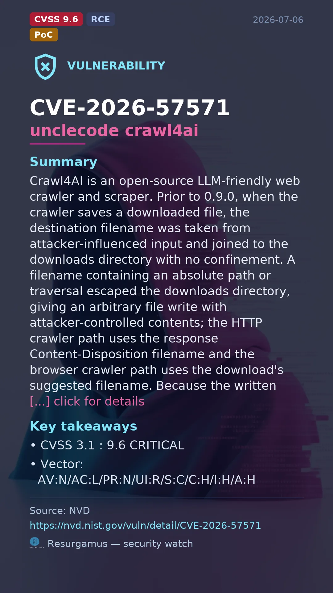 CVE-2026-57571 unclecode crawl4ai Vulnerability