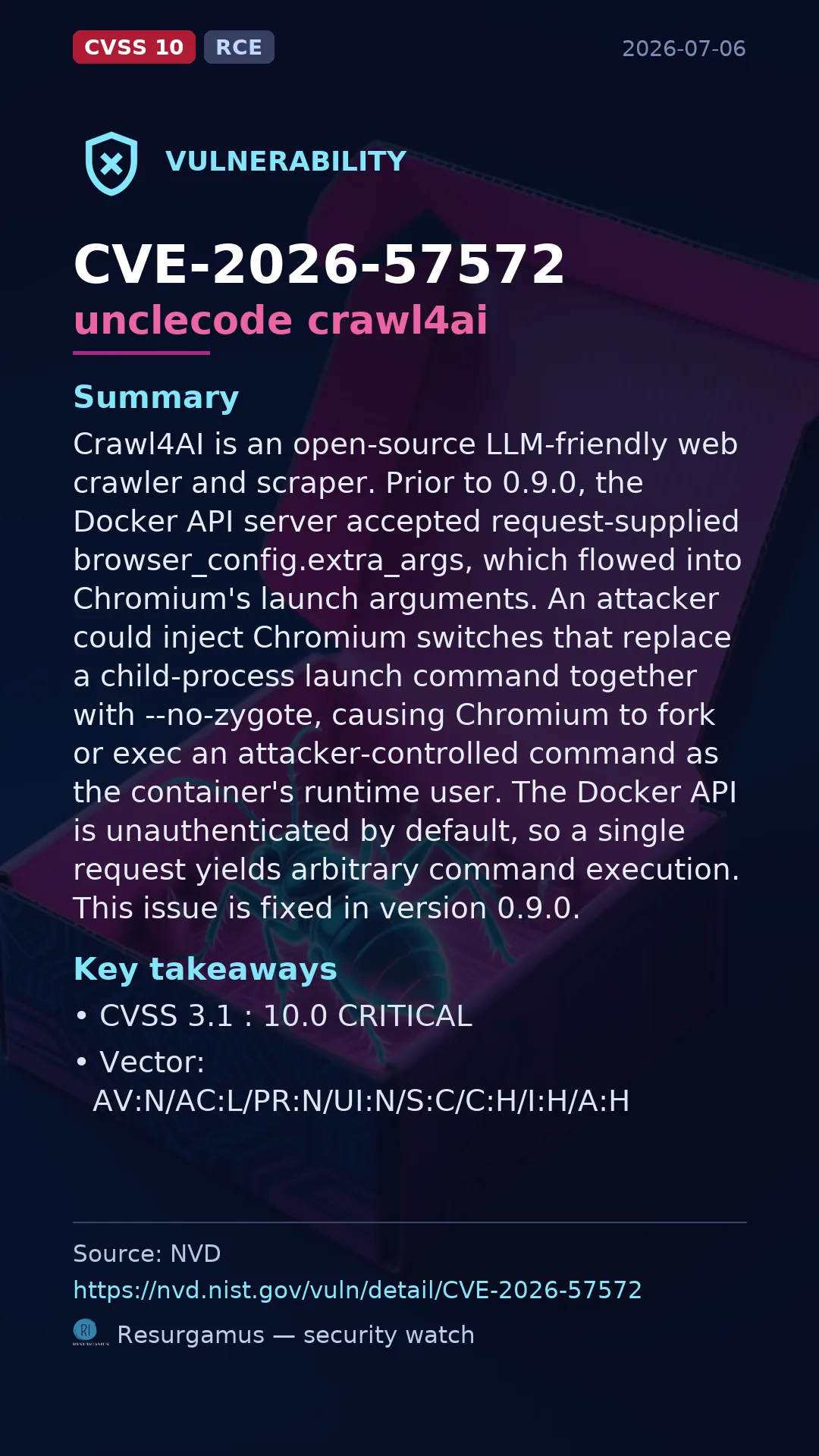 CVE-2026-57572 unclecode crawl4ai Vulnerability