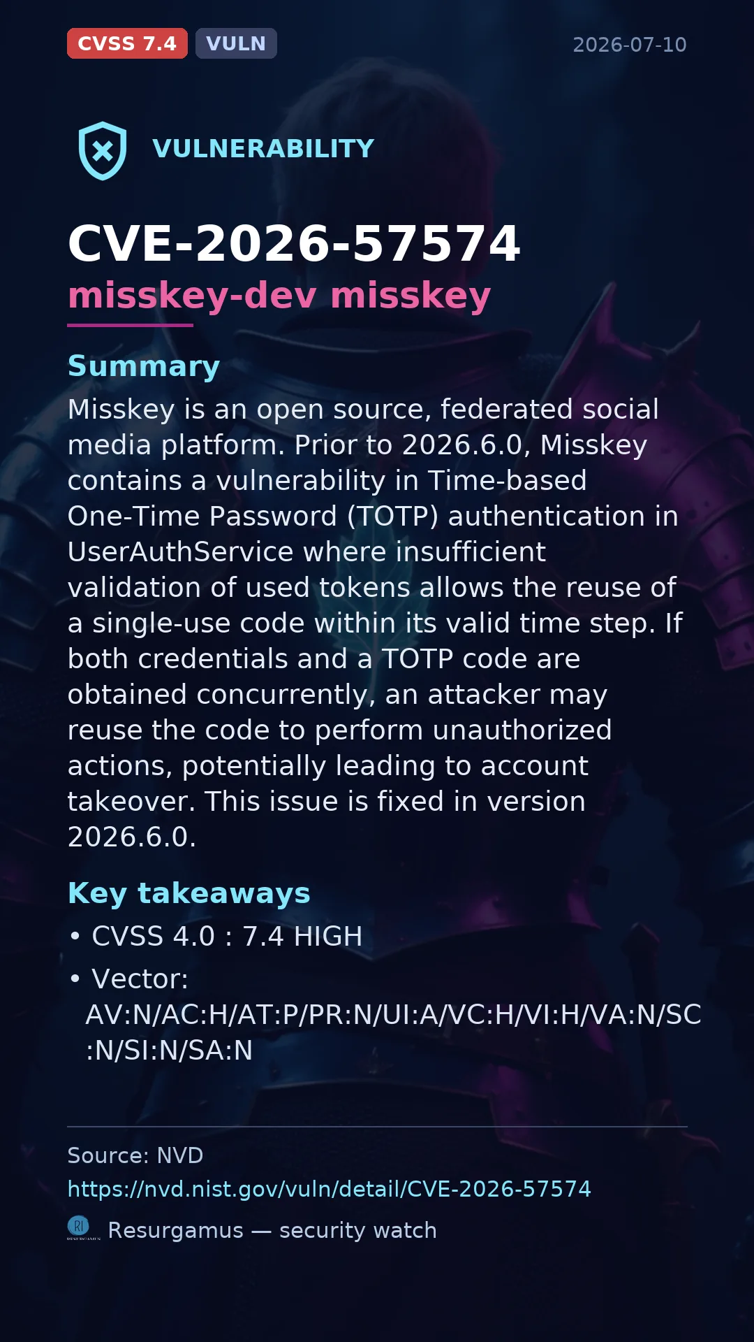 CVE-2026-57574 misskey-dev misskey Vulnerability
