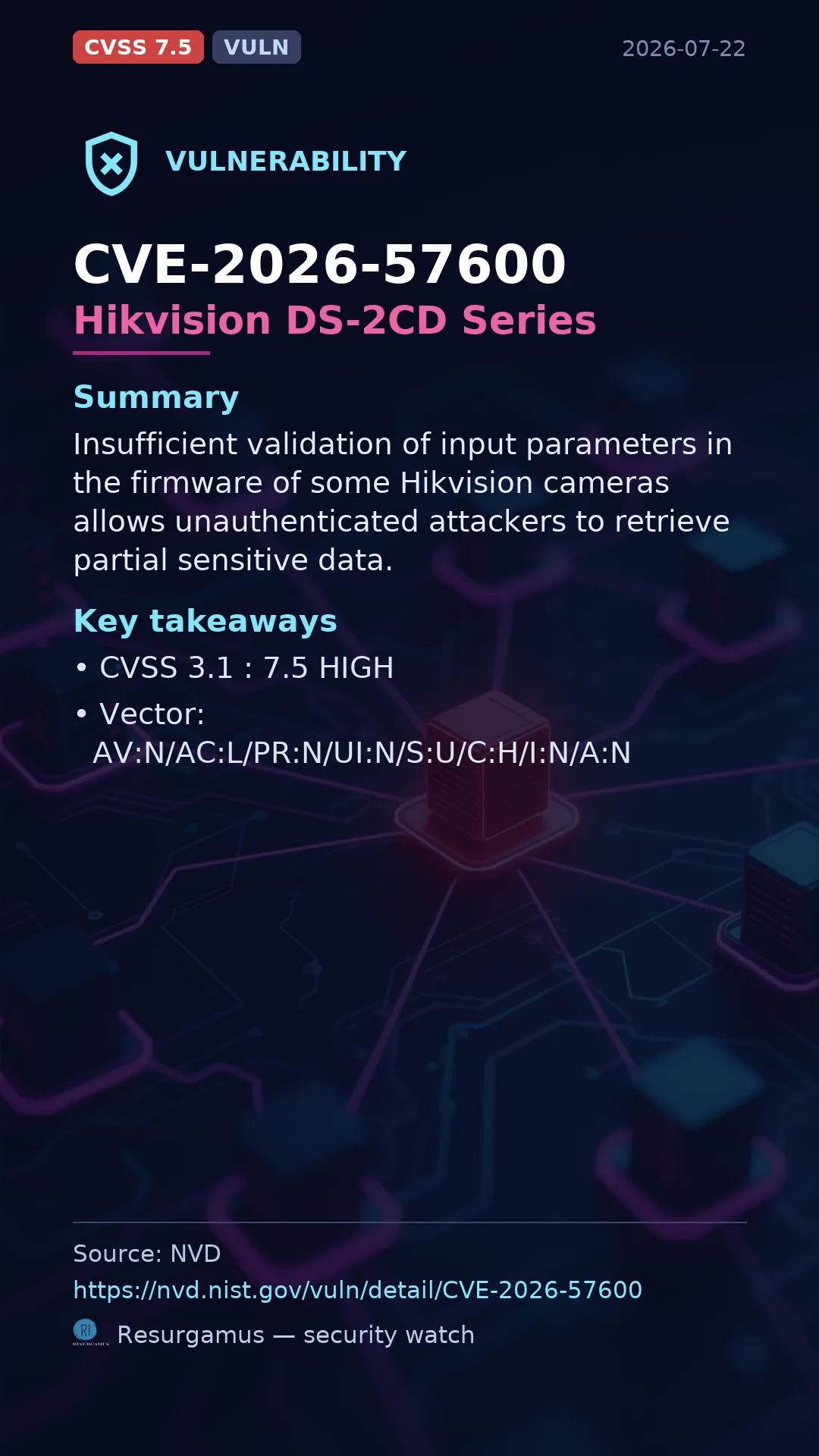CVE-2026-57600 Hikvision DS-2CD Series Vulnerability