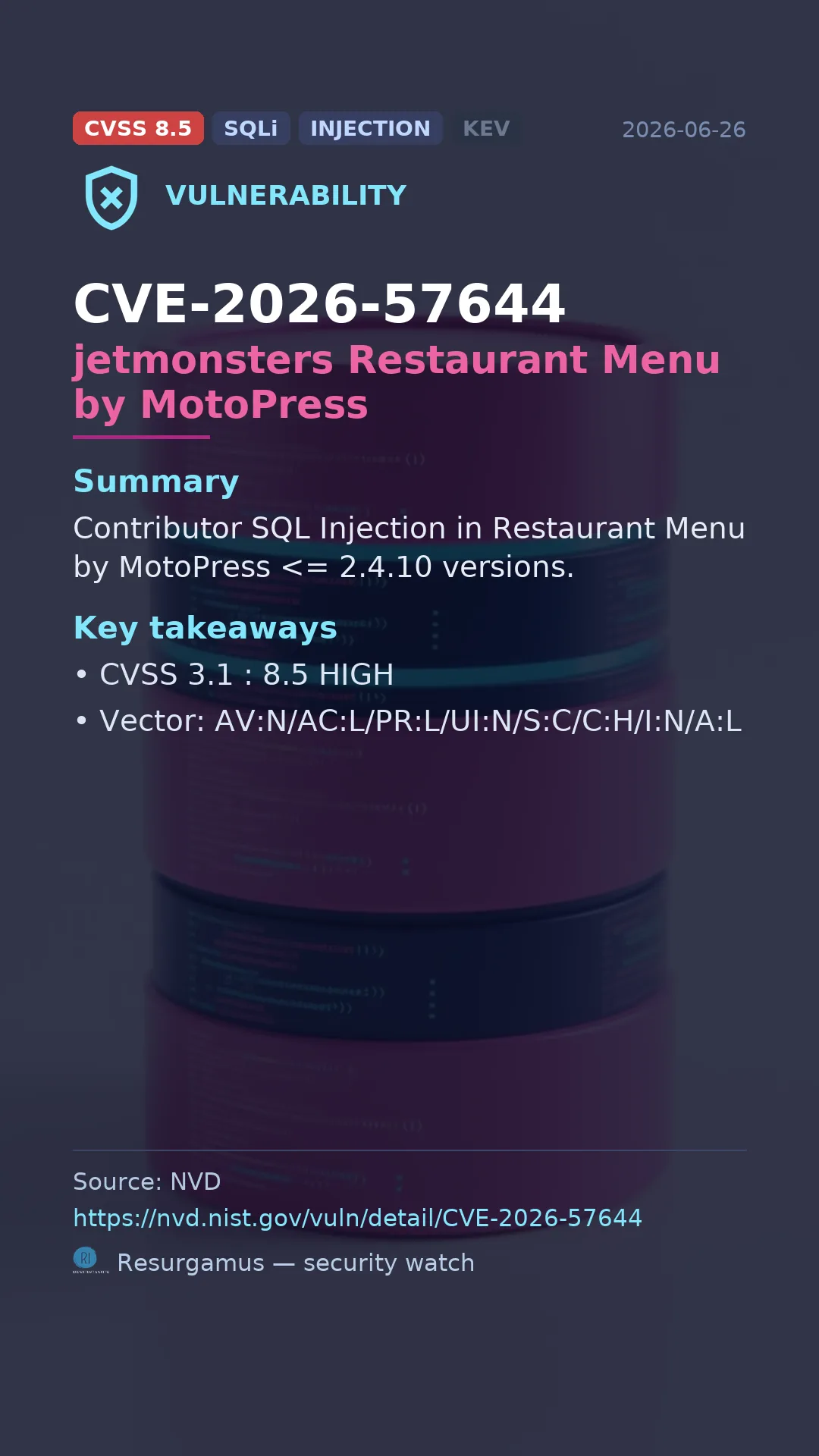 CVE-2026-57644 jetmonsters Restaurant Menu by MotoPress Vulnerability