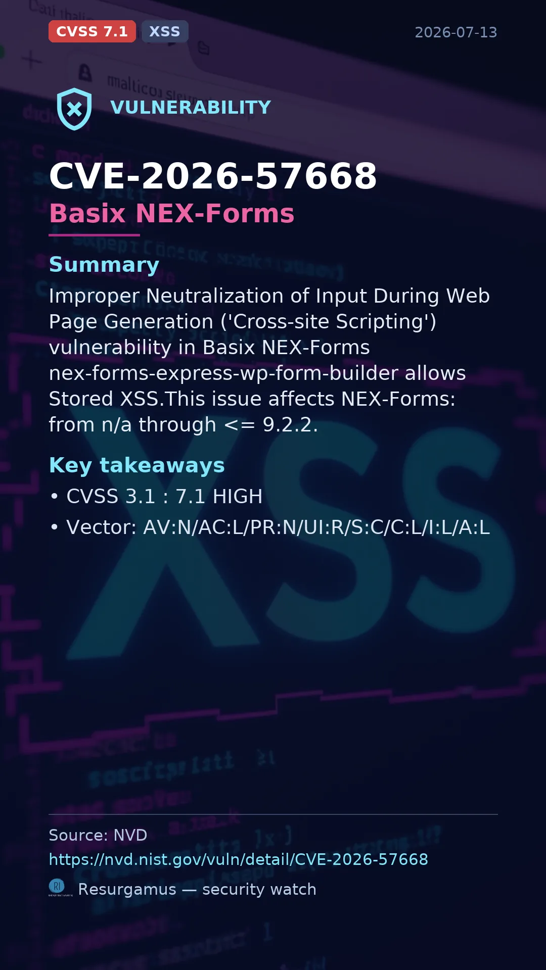 CVE-2026-57668 Basix NEX-Forms Vulnerability
