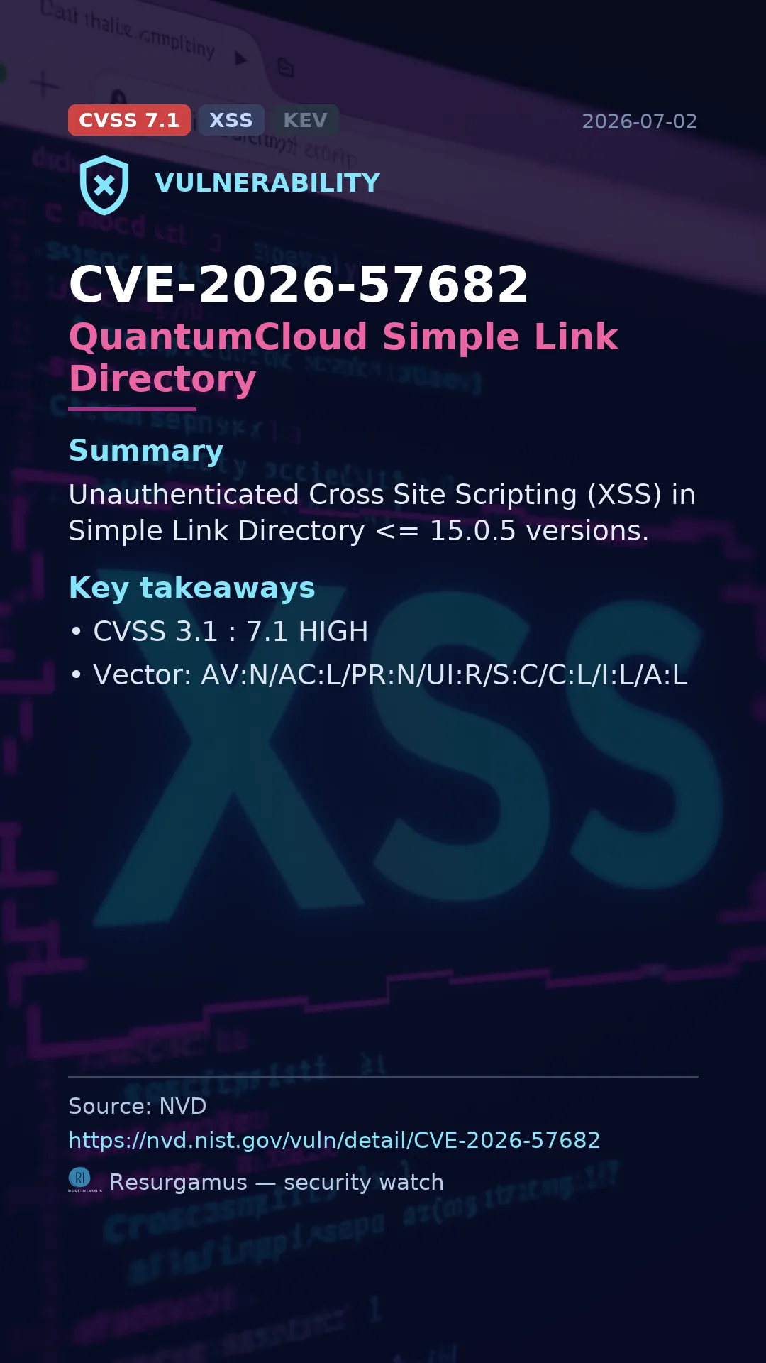 CVE-2026-57682 QuantumCloud Simple Link Directory Vulnerability