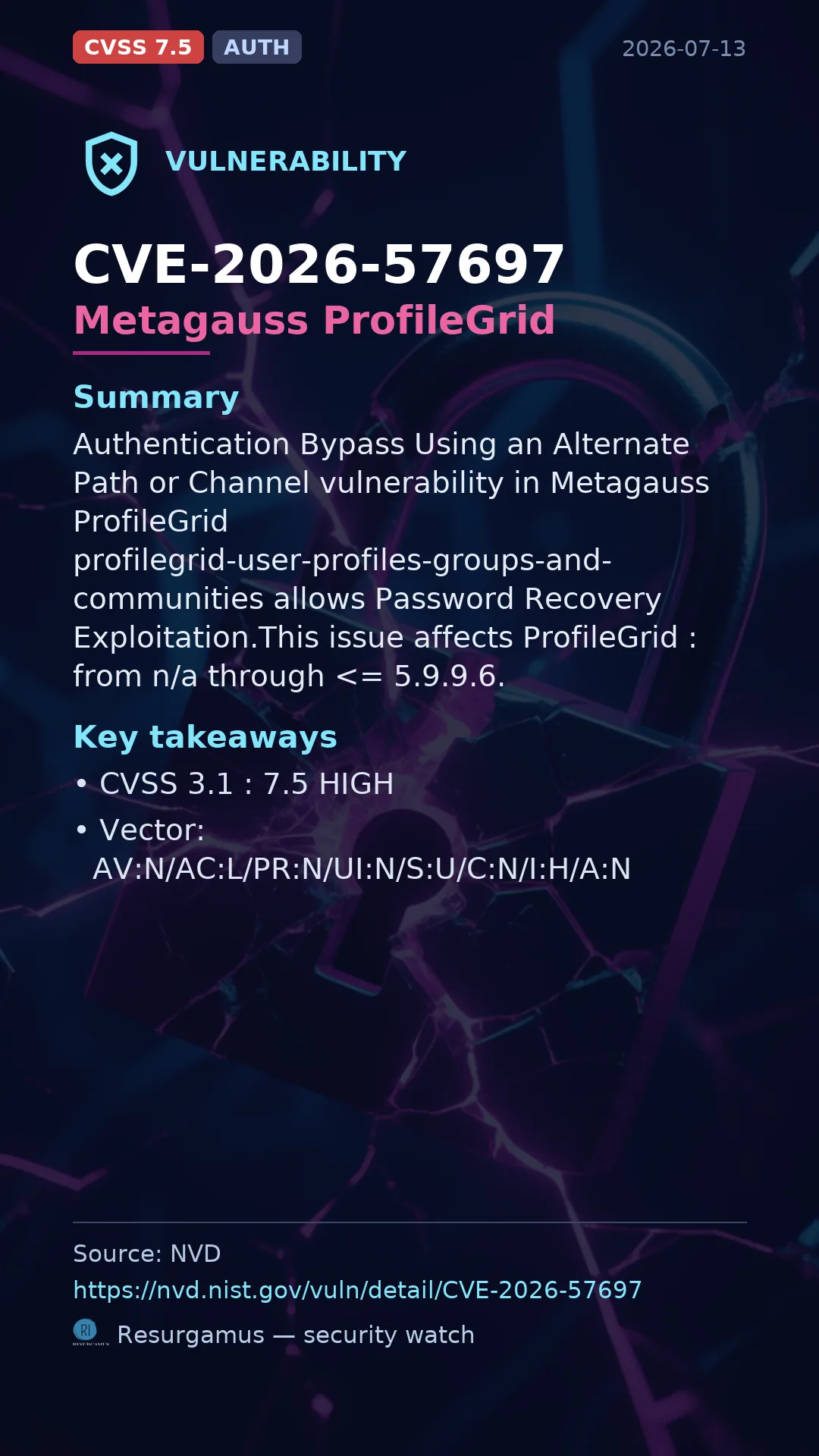 CVE-2026-57697 Metagauss ProfileGrid Vulnerability