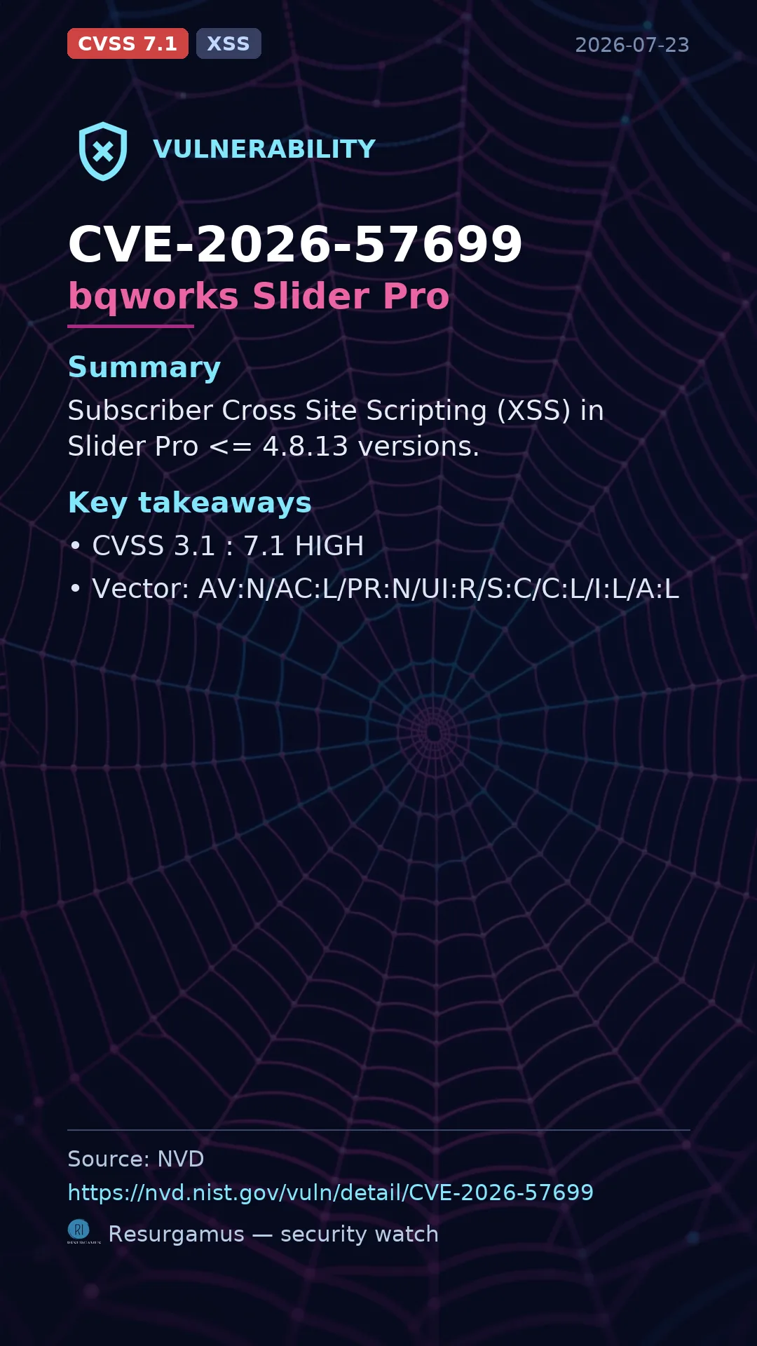 CVE-2026-57699 bqworks Slider Pro Vulnerability