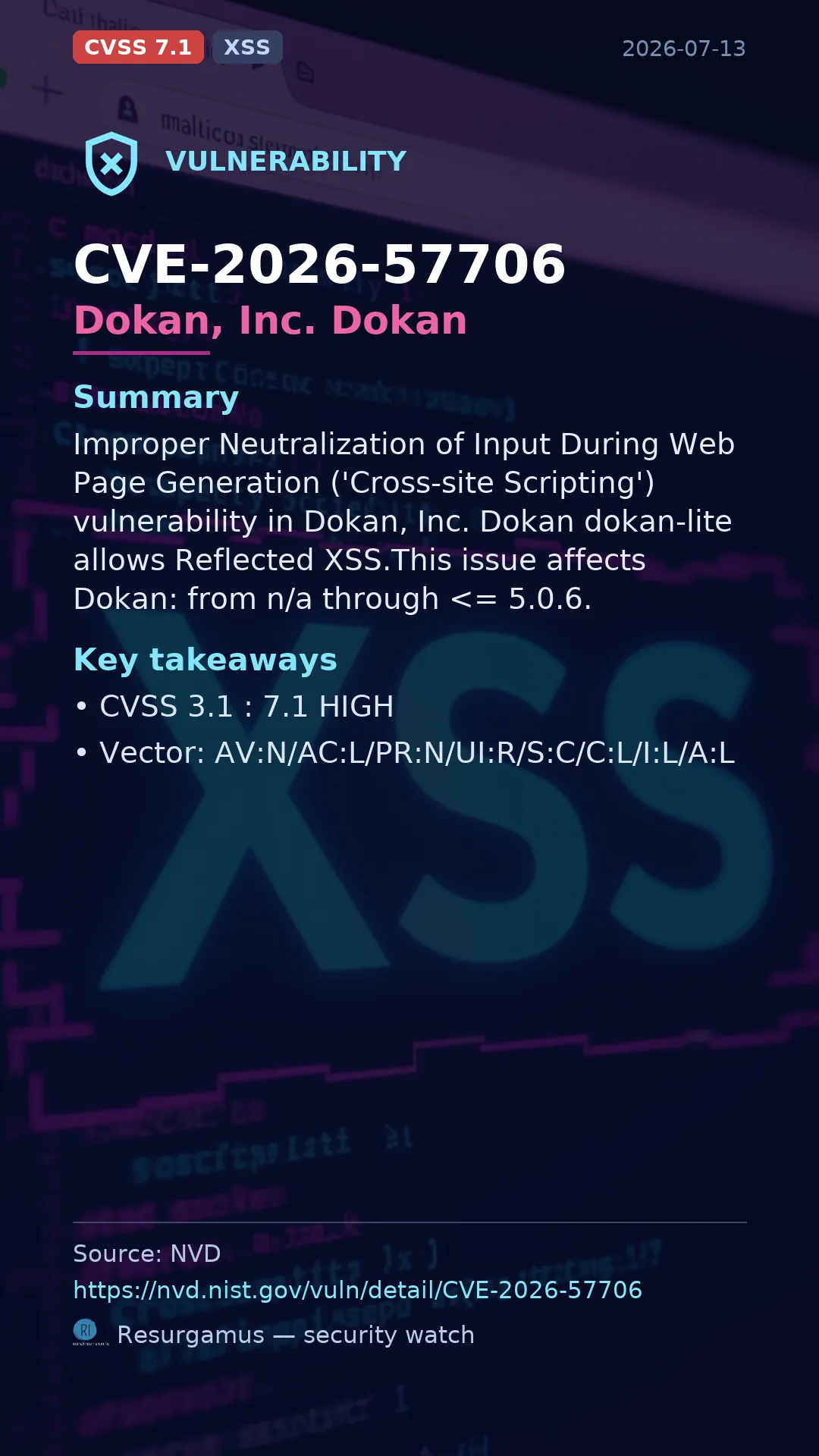 CVE-2026-57706 Dokan, Inc. Dokan Vulnerability