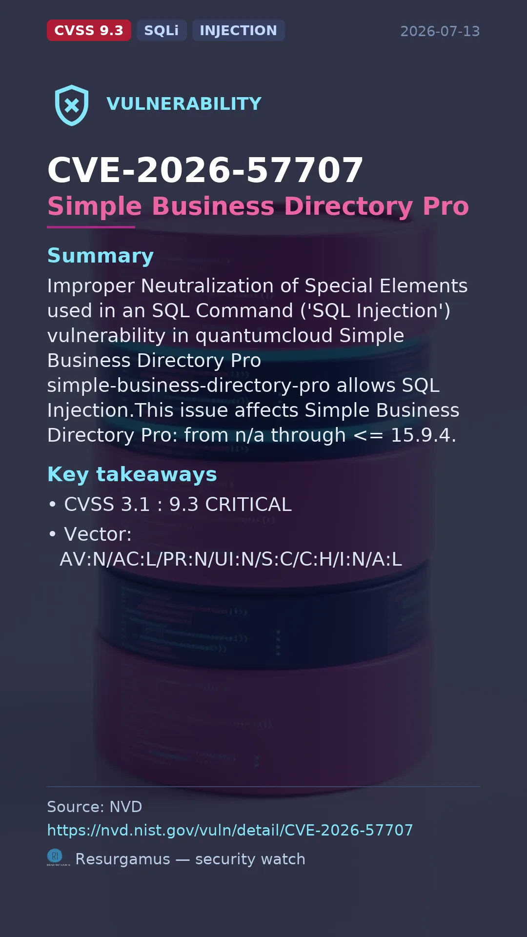 CVE-2026-57707 Simple Business Directory Pro Vulnerability