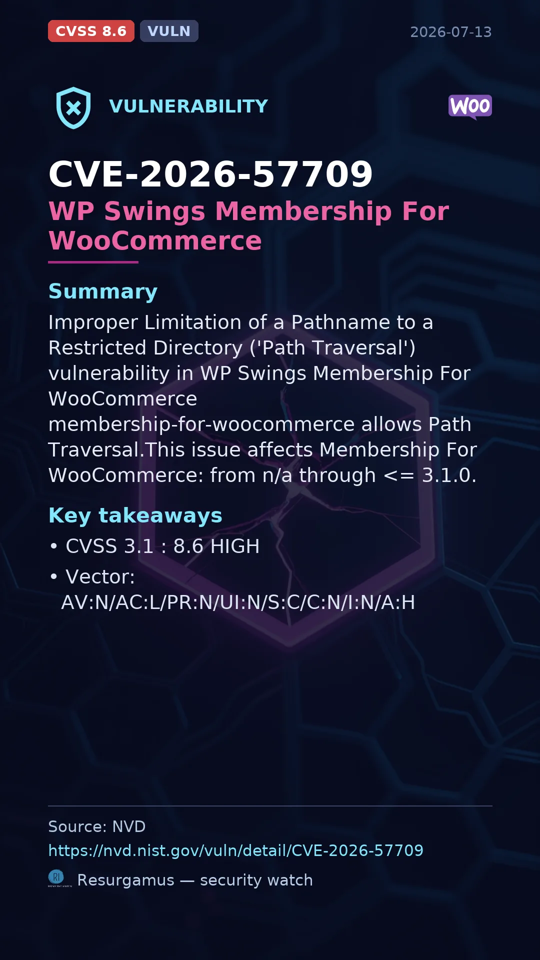 CVE-2026-57709 WP Swings Membership For WooCommerce Vulnerability