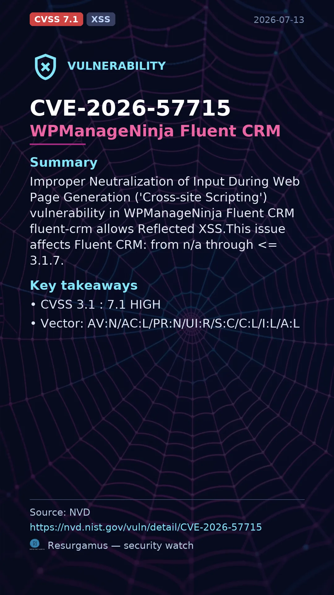 CVE-2026-57715 WPManageNinja Fluent CRM Vulnerability