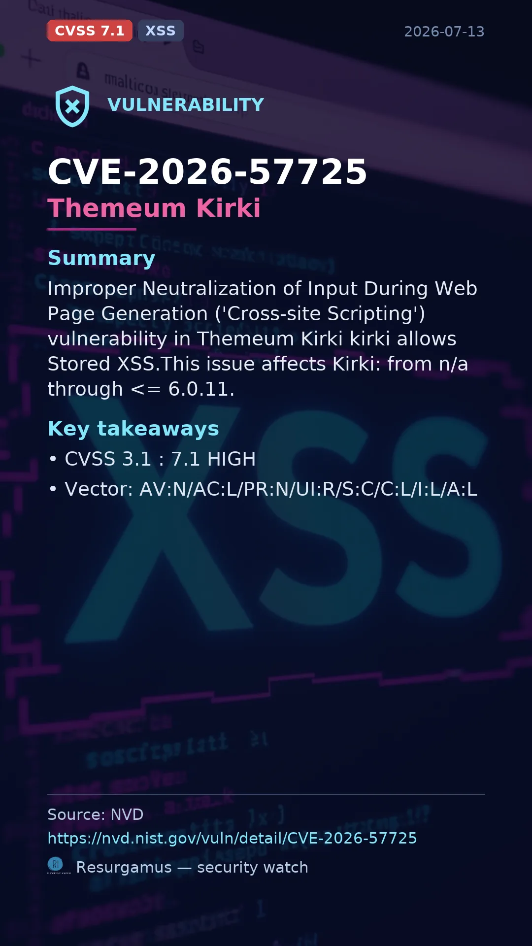 CVE-2026-57725 Themeum Kirki Vulnerability
