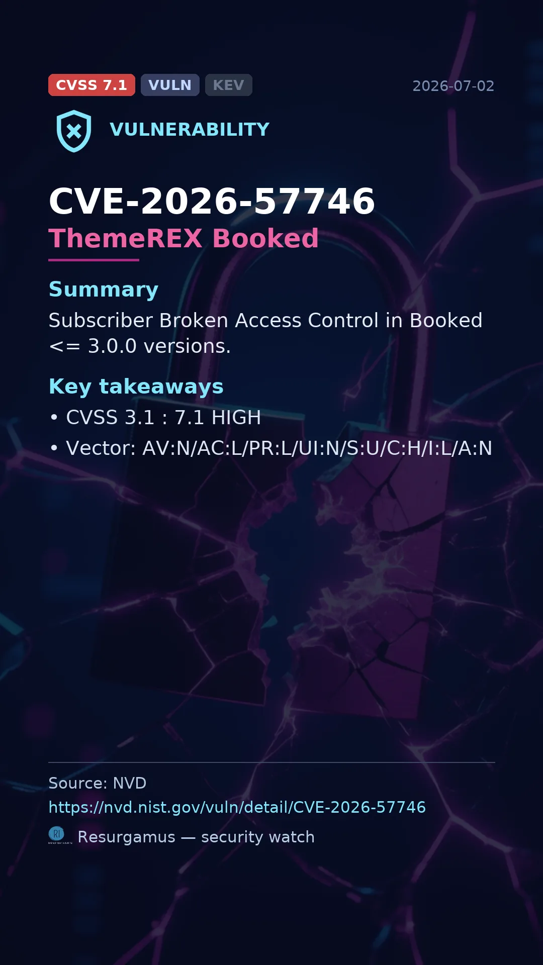 CVE-2026-57746 ThemeREX Booked Vulnerability