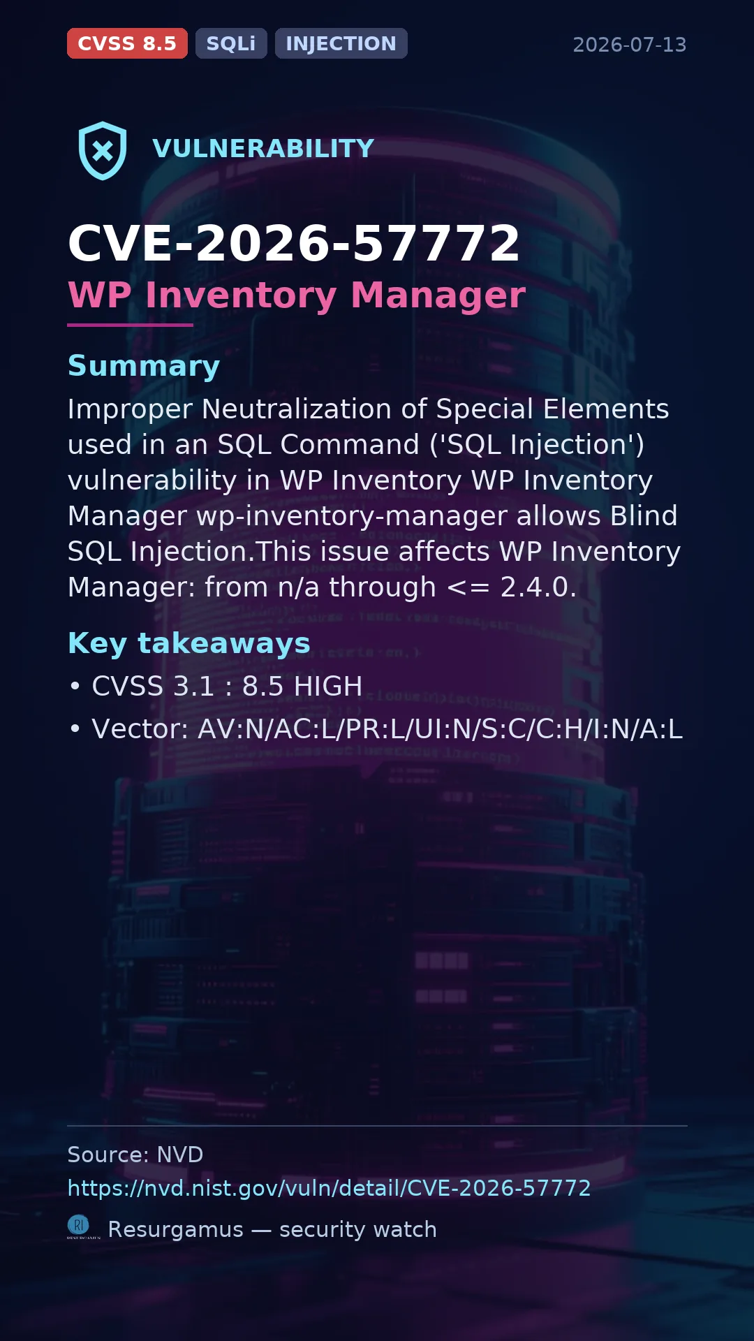 CVE-2026-57772 WP Inventory Manager Vulnerability