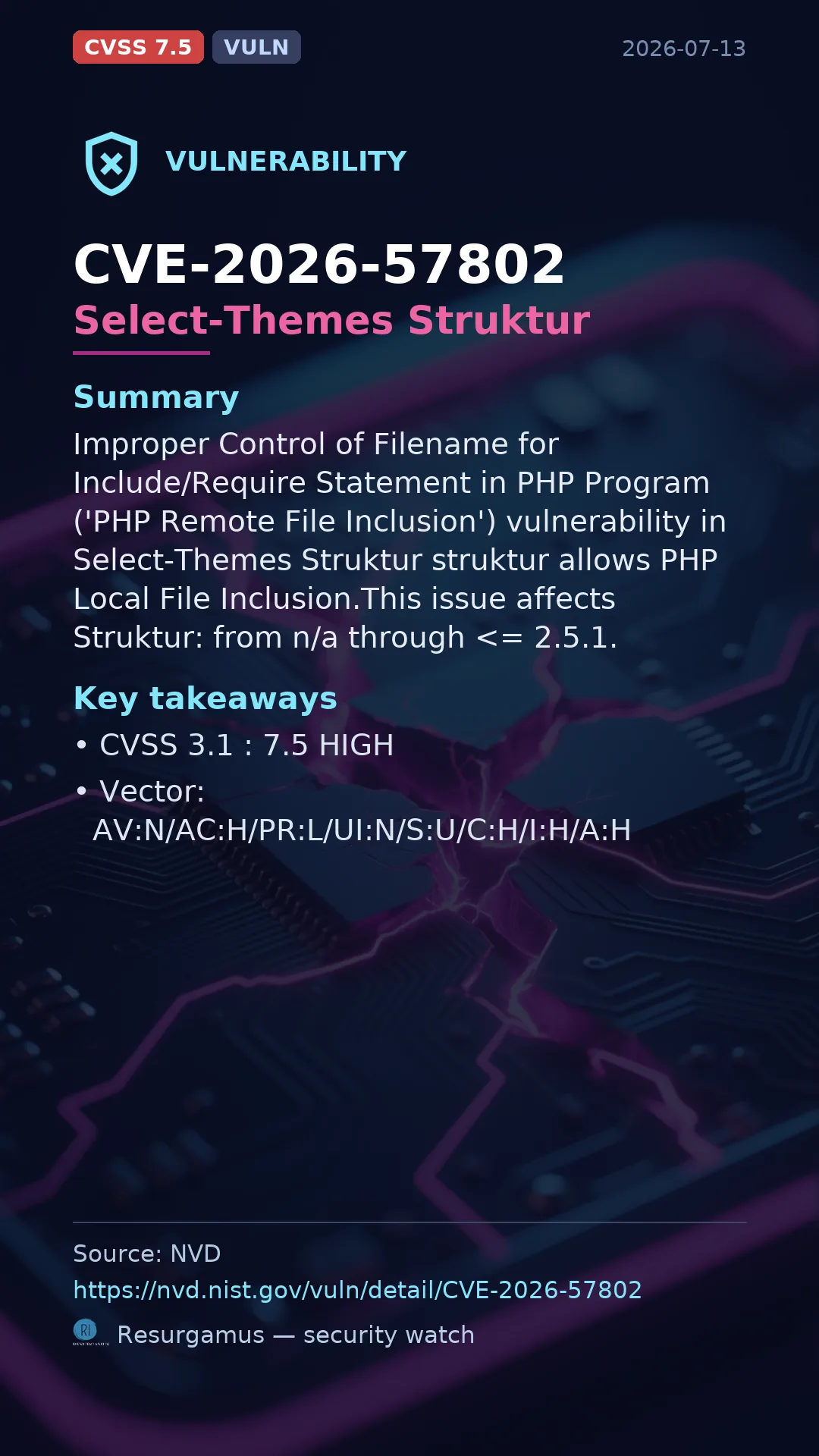 CVE-2026-57802 Select-Themes Struktur Vulnerability