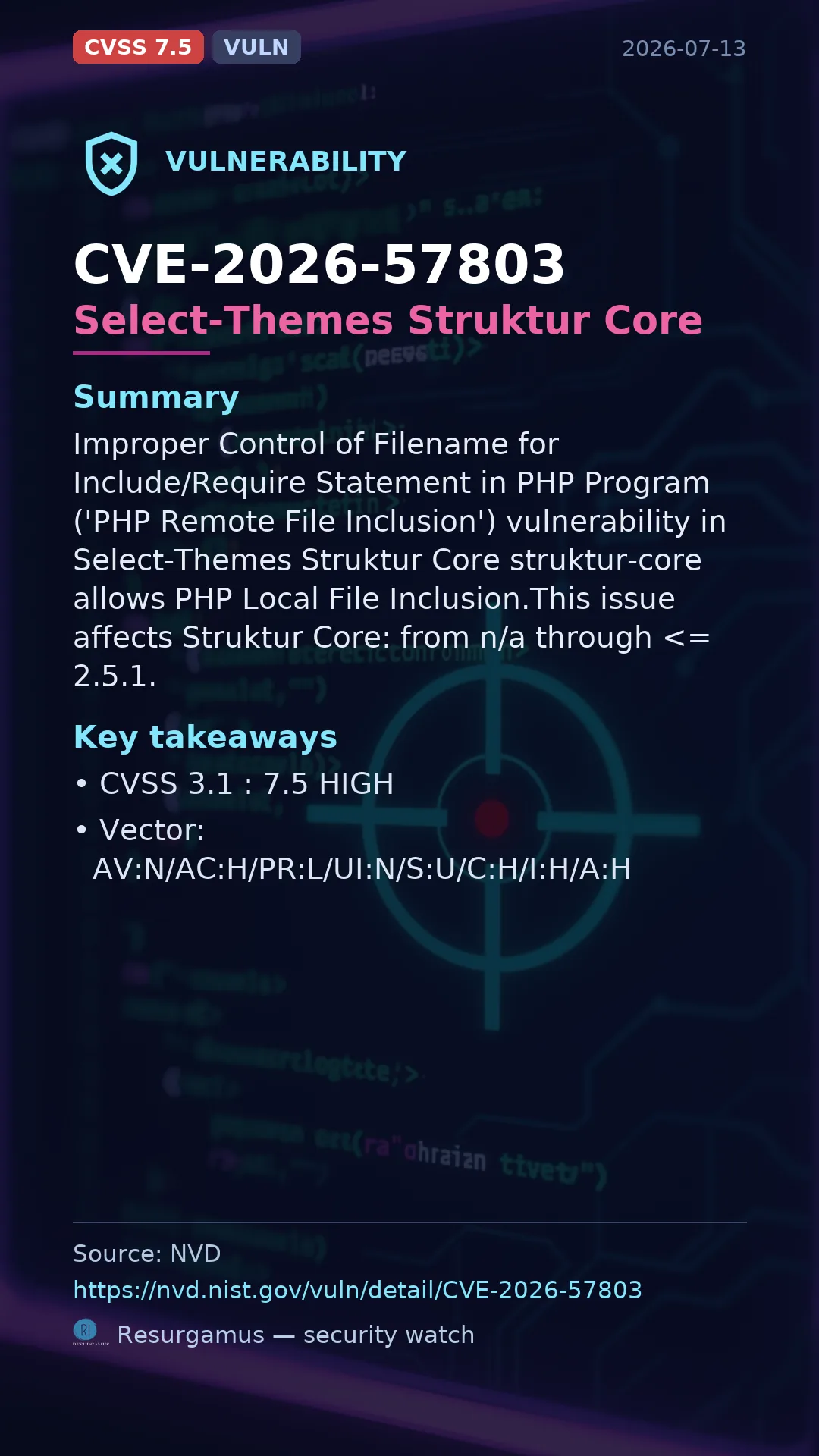 CVE-2026-57803 Select-Themes Struktur Core Vulnerability