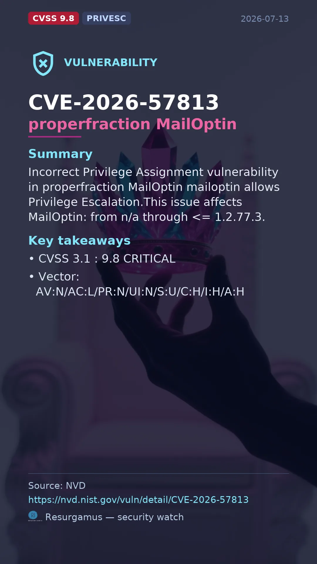 CVE-2026-57813 properfraction MailOptin Vulnerability