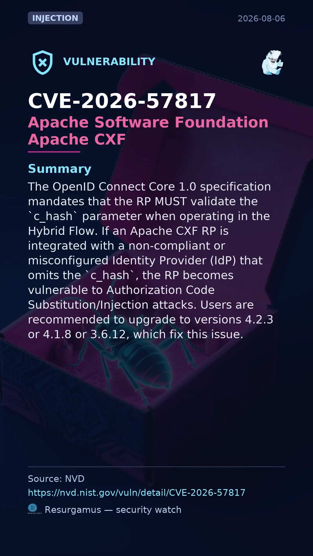 CVE-2026-57817 Apache Software Foundation Apache CXF Vulnerability