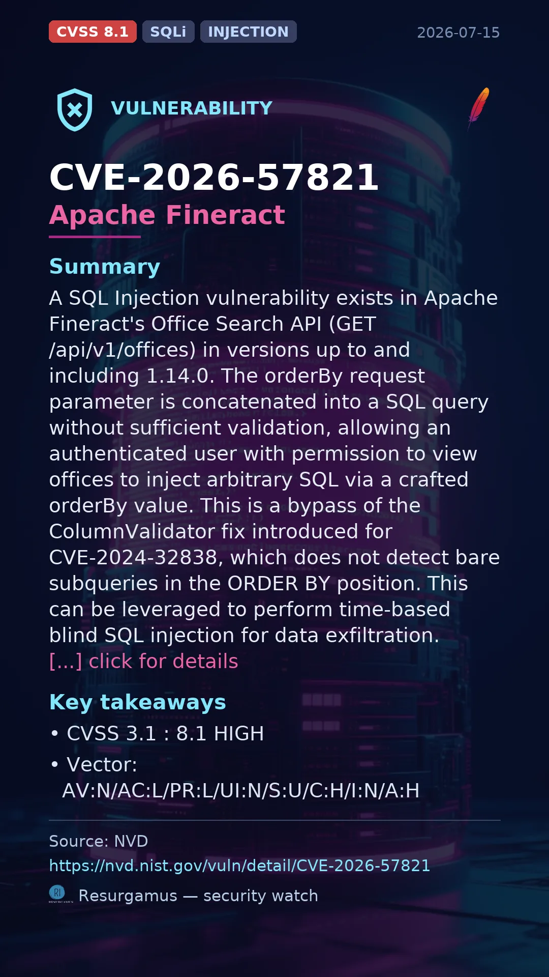 CVE-2026-57821 Apache Fineract Vulnerability