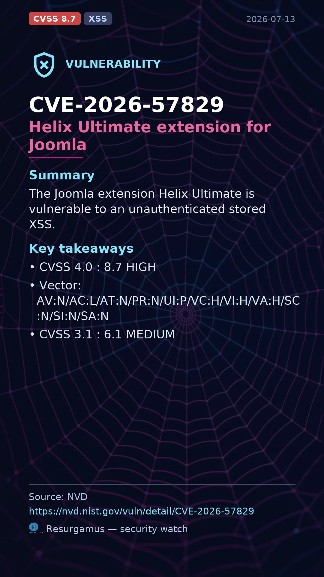 CVE-2026-57829 Helix Ultimate extension for Joomla Vulnerability