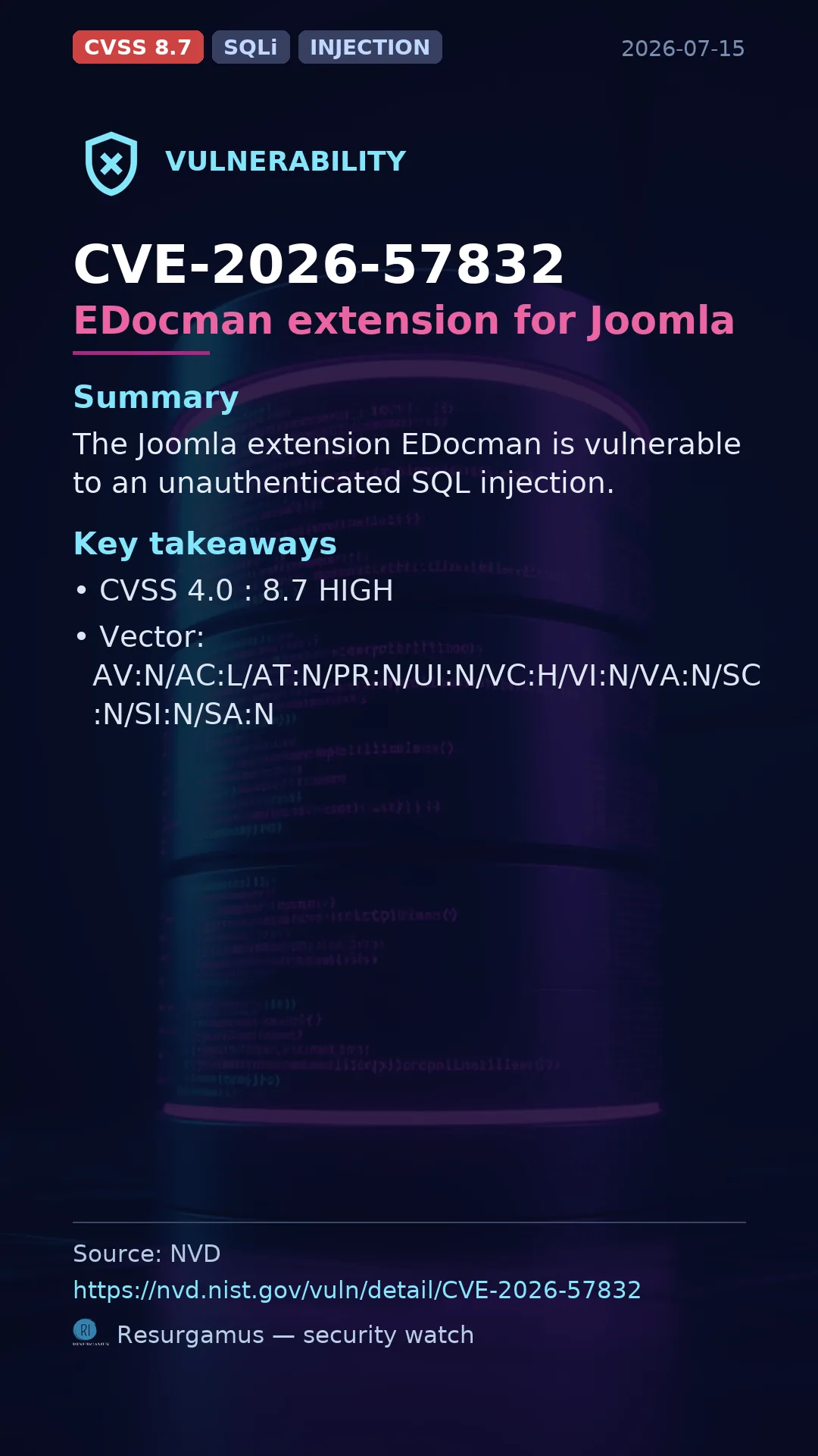 CVE-2026-57832 EDocman extension for Joomla Vulnerability