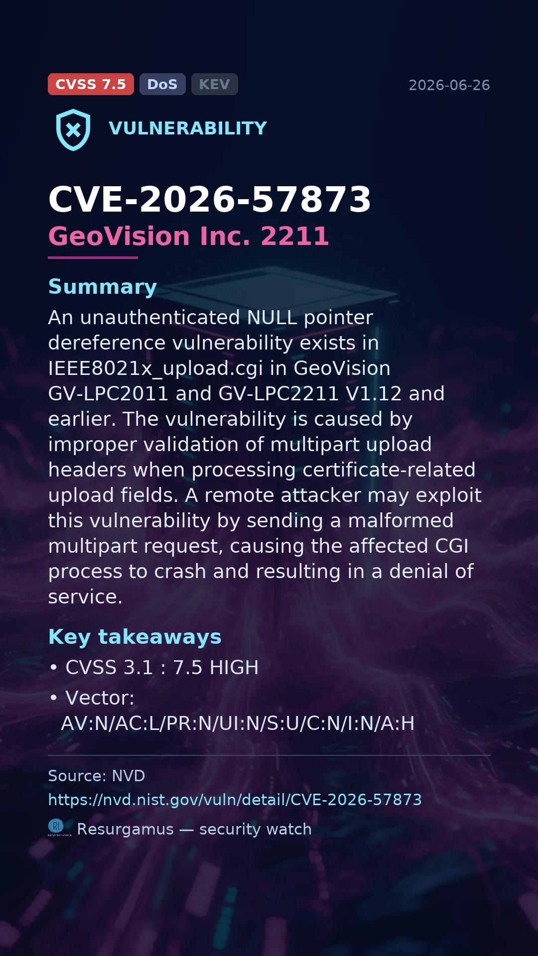 CVE-2026-57873 GeoVision Inc. 2211 Vulnerability