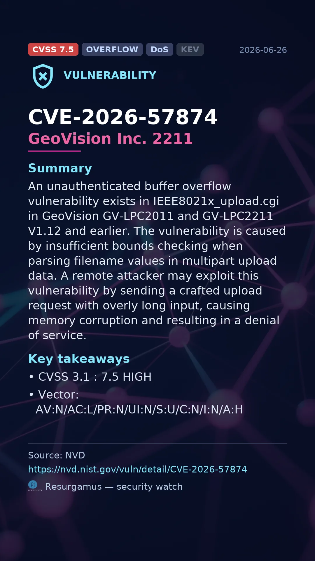CVE-2026-57874 GeoVision Inc. 2211 Vulnerability