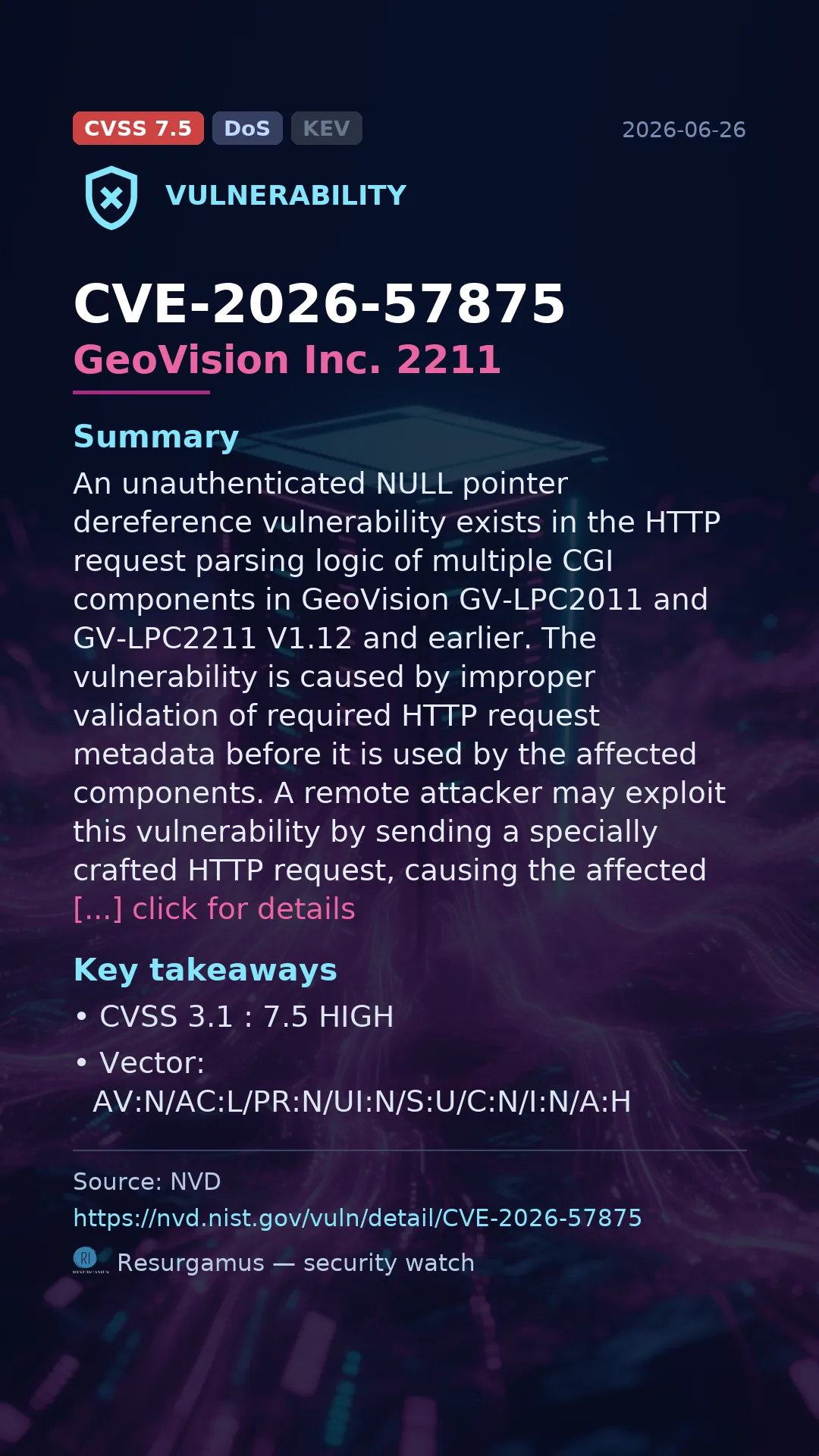 CVE-2026-57875 GeoVision Inc. 2211 Vulnerability