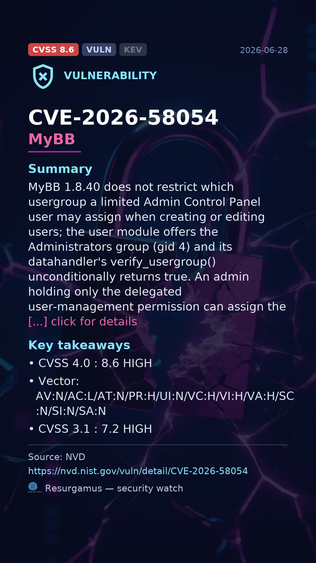 CVE-2026-58054 MyBB Vulnerability