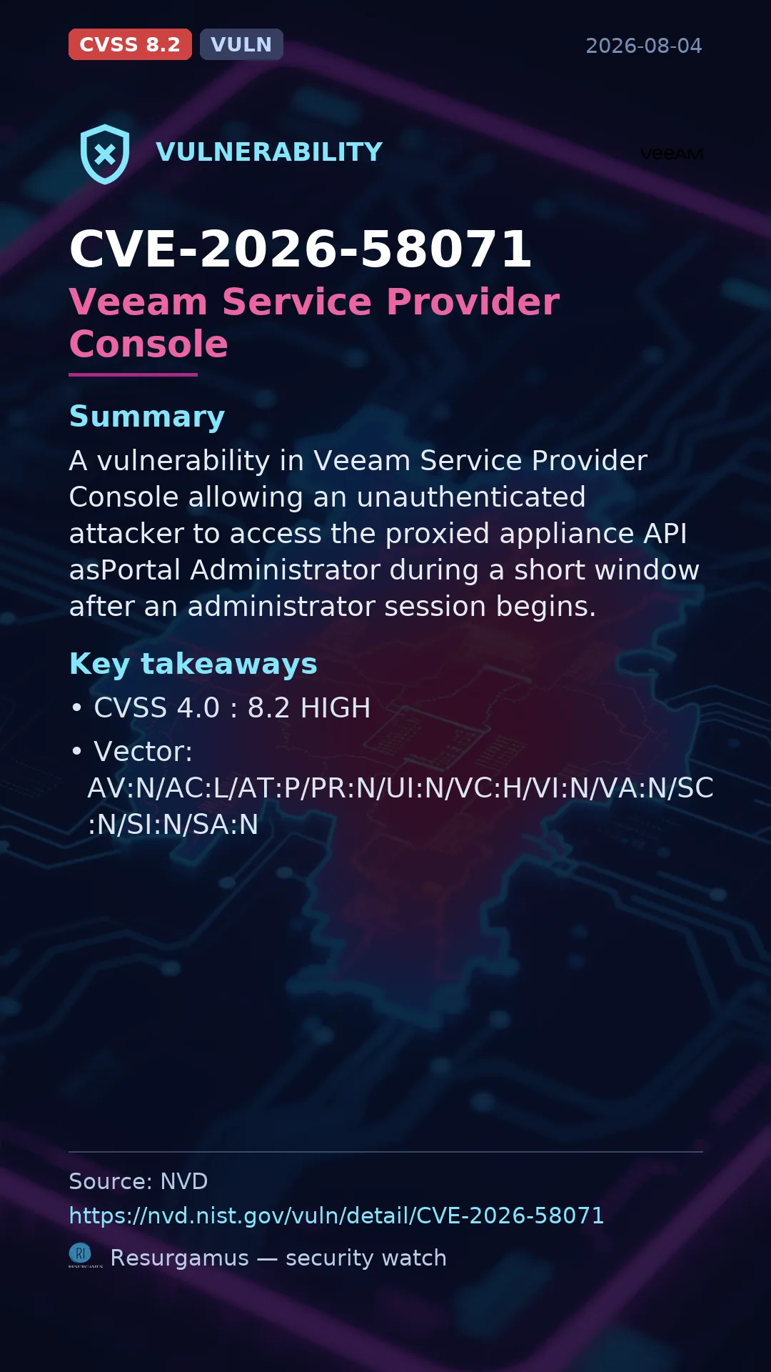 CVE-2026-58071 Veeam Service Provider Console Vulnerability