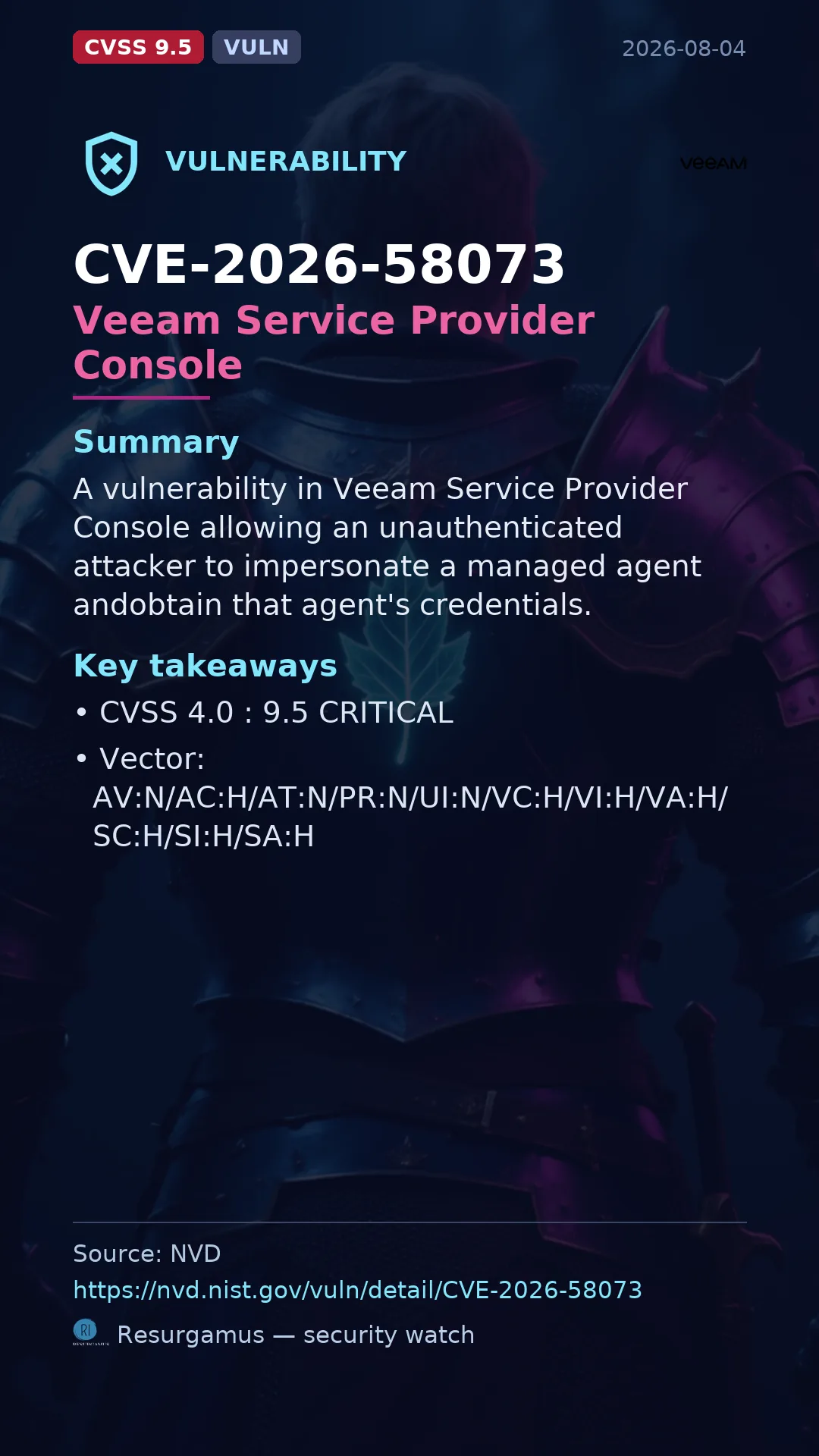 CVE-2026-58073 Veeam Service Provider Console Vulnerability