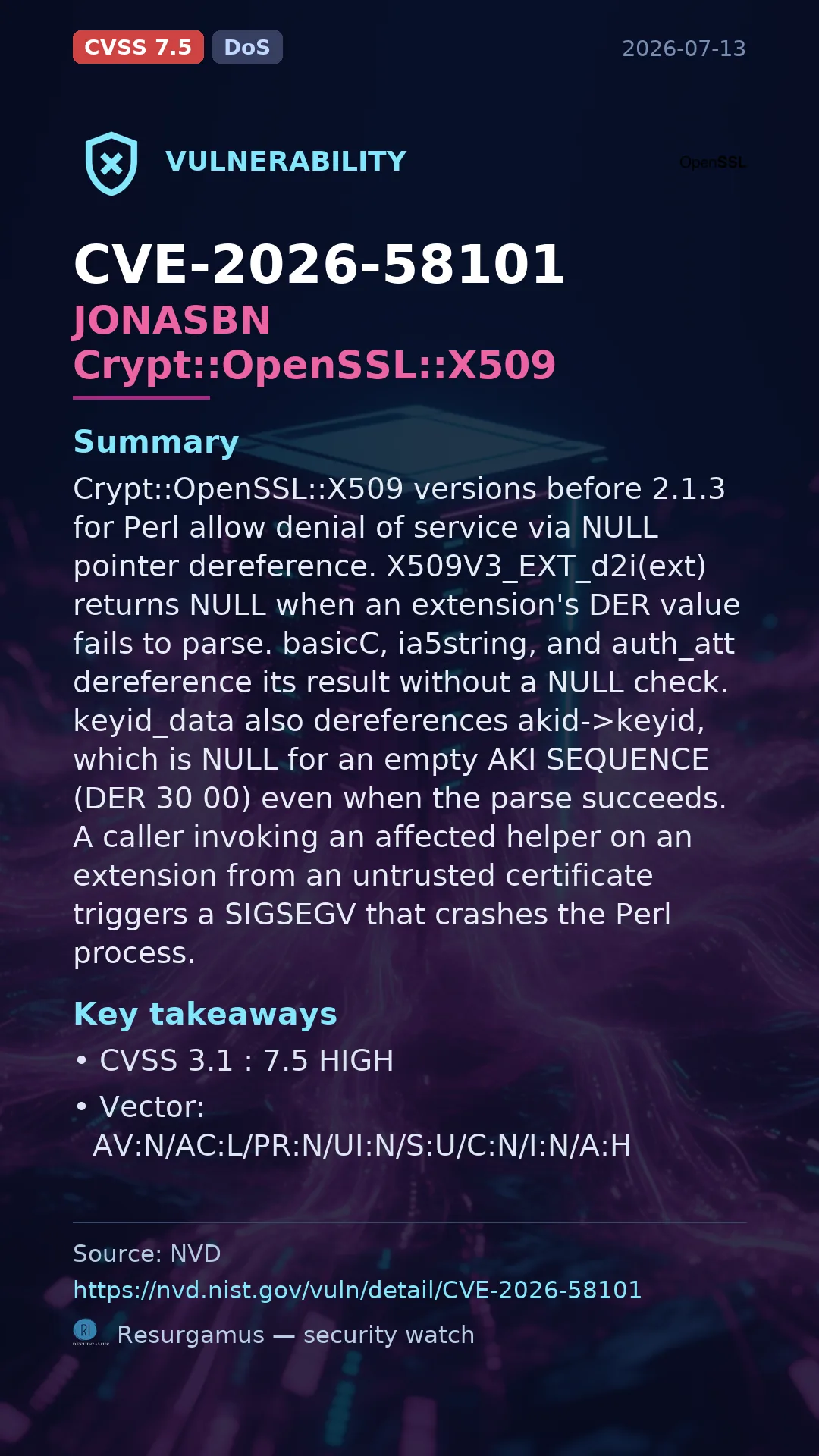 CVE-2026-58101 JONASBN Crypt::OpenSSL::X509 Vulnerability