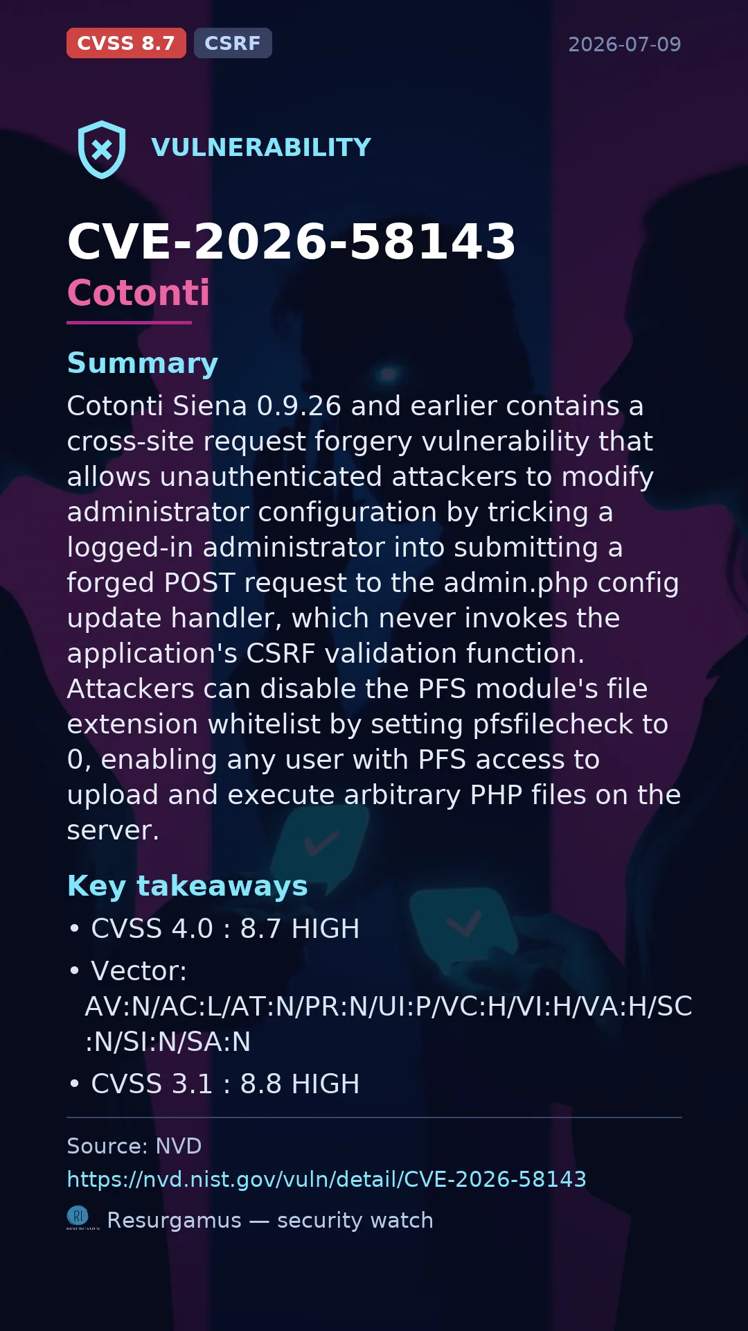 CVE-2026-58143 Cotonti Vulnerability