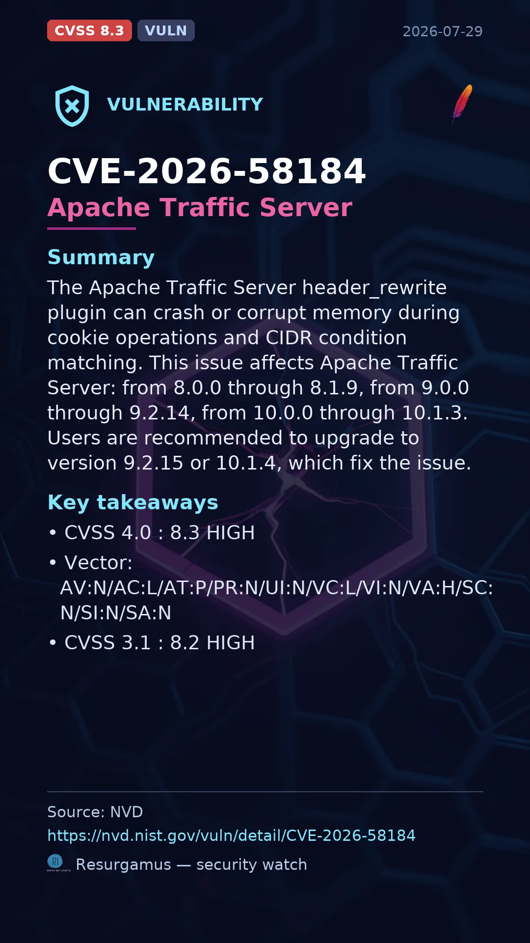 CVE-2026-58184 Apache Traffic Server Vulnerability