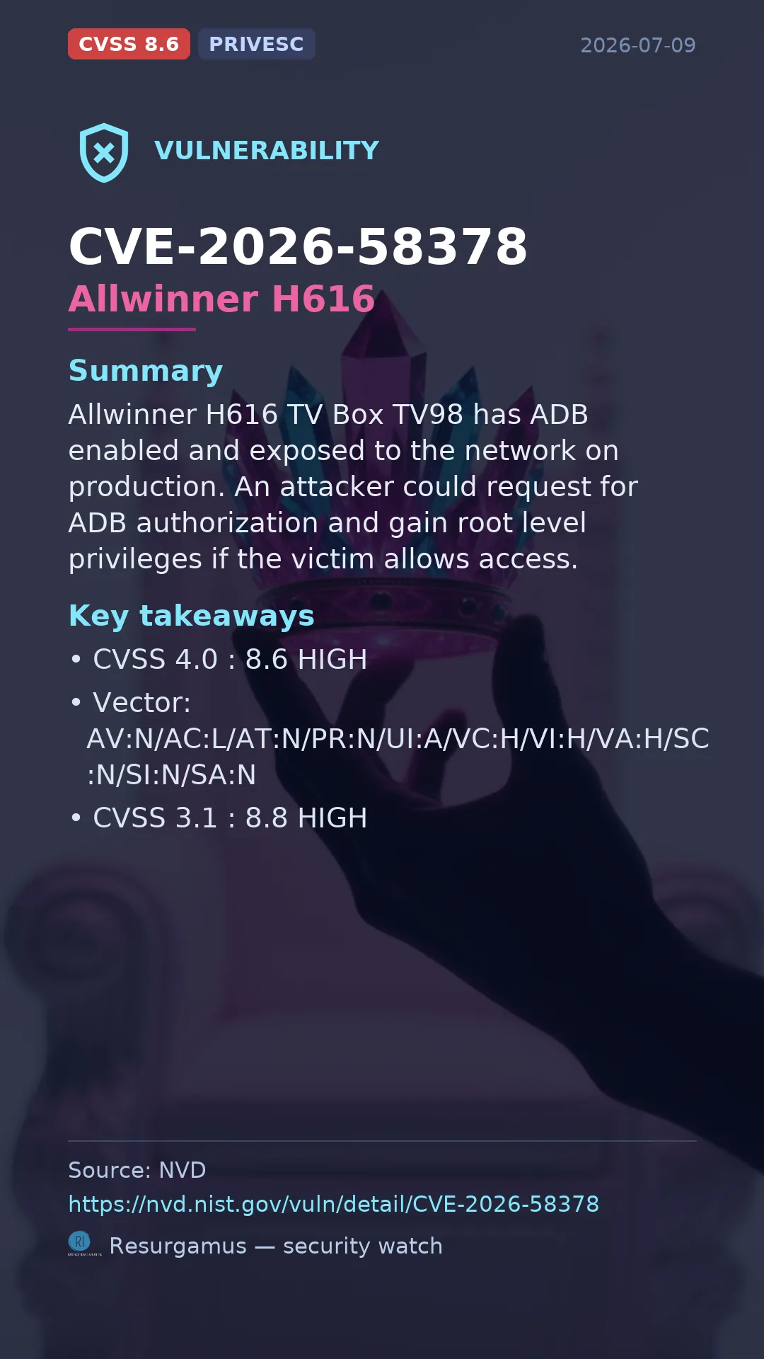CVE-2026-58378 Allwinner H616 Vulnerability