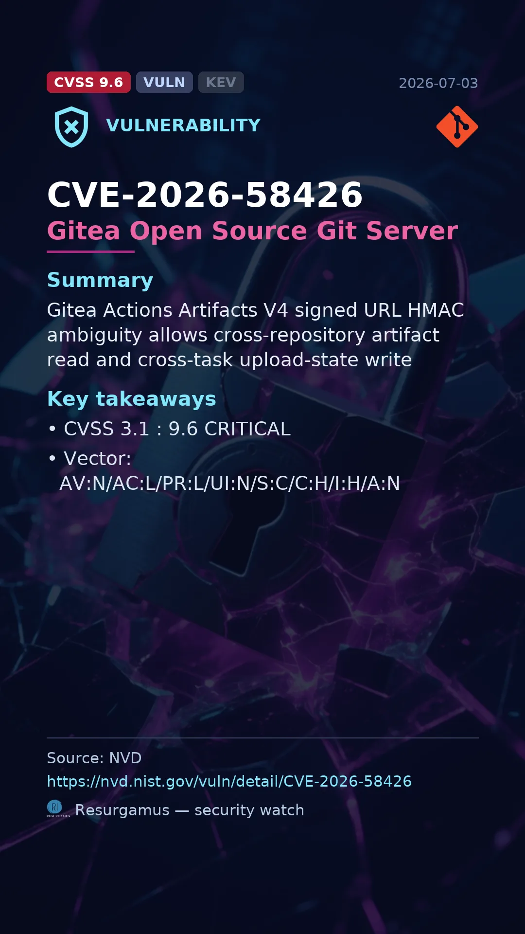 CVE-2026-58426 Gitea Open Source Git Server Vulnerability