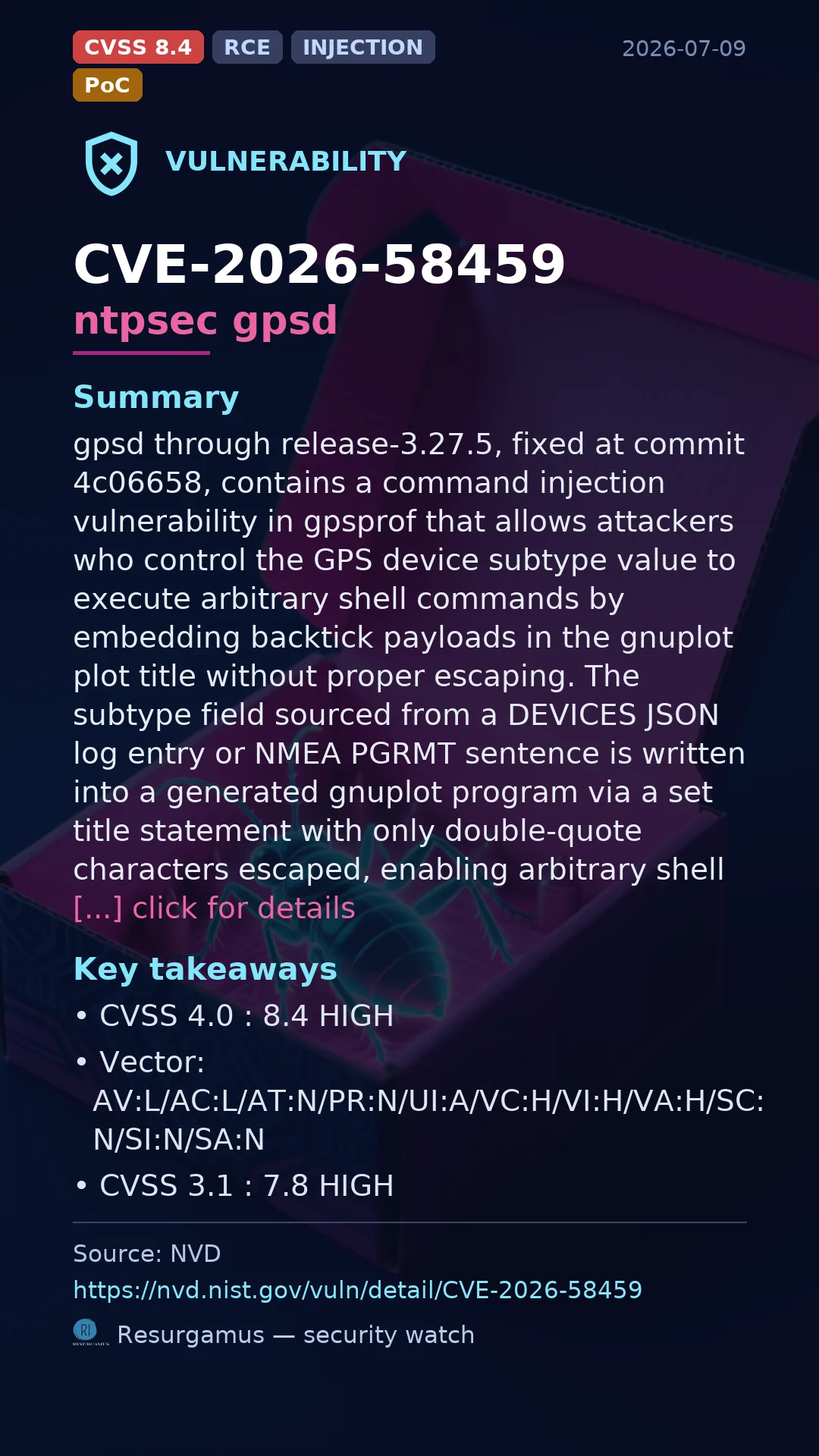 CVE-2026-58459 ntpsec gpsd Vulnerability